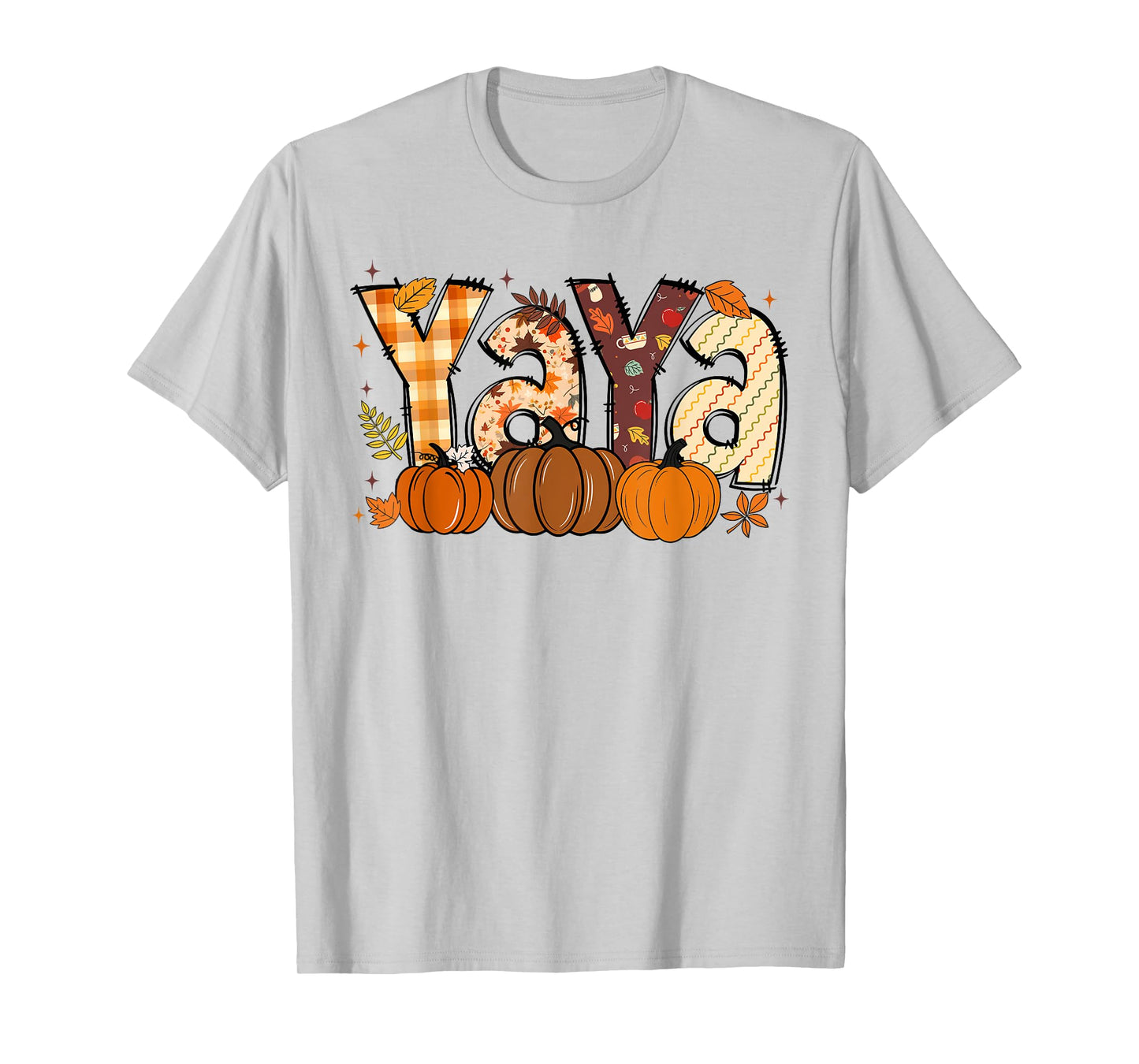 Retro Yaya Pumpkin Fall Leaves Grandma Fall Thanksgiving T-Shirt