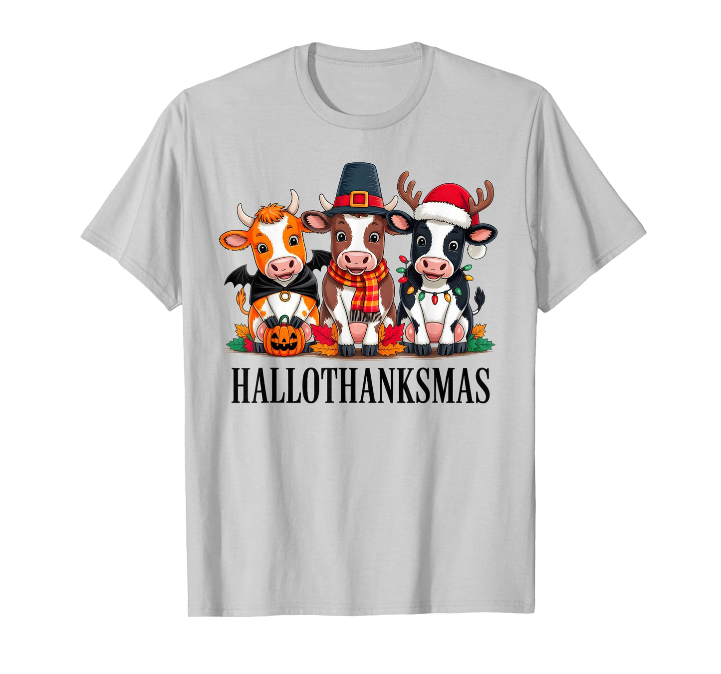 Cow Halloween Thanksgiving Christmas Happy Hallothanksmas T-Shirt