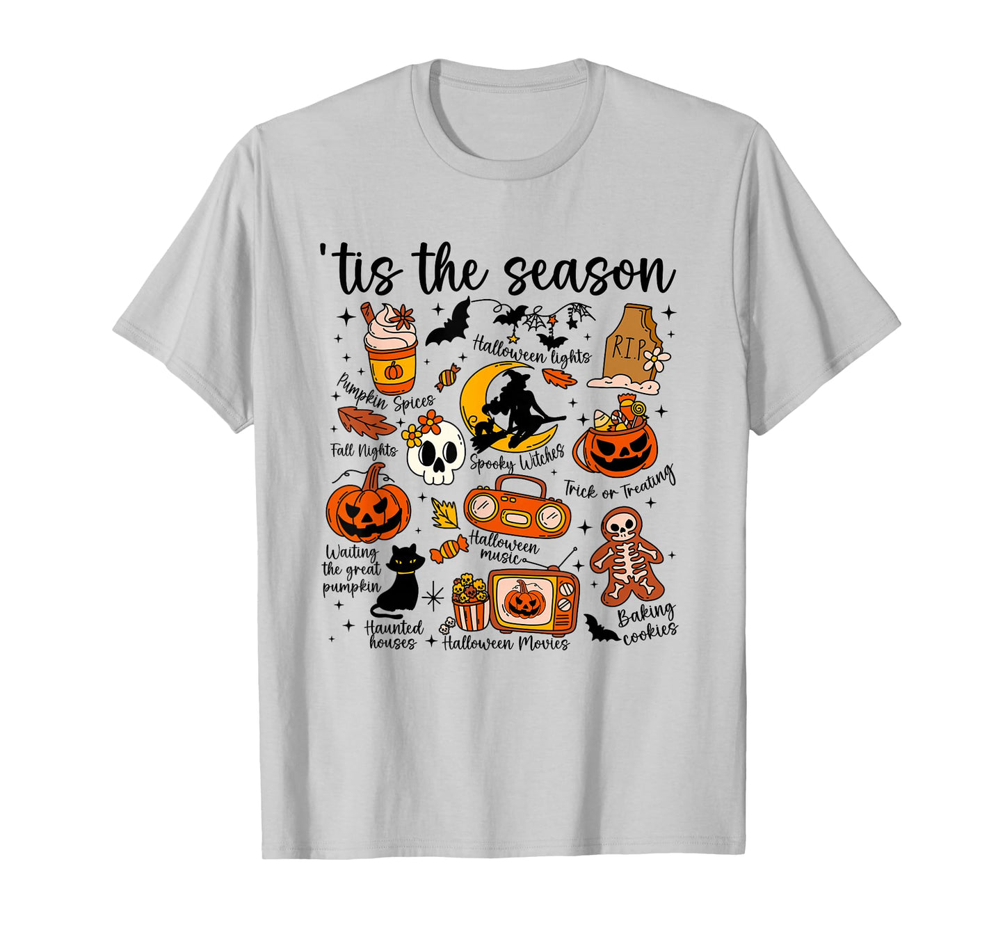 Vintage Halloween Patchwork Autumn Doodles 'Tis The Season T-Shirt