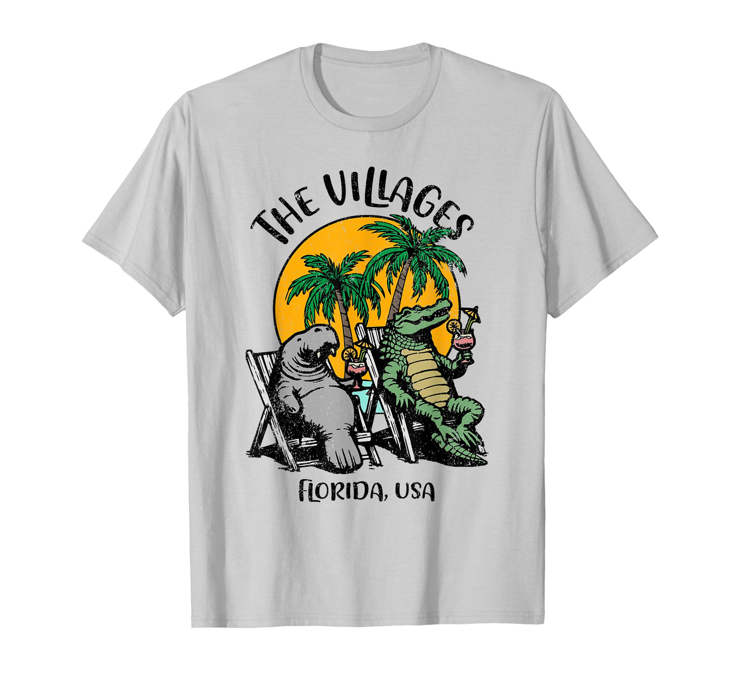 Villages Florida USA Funny Manatee Alligator Design T-Shirt