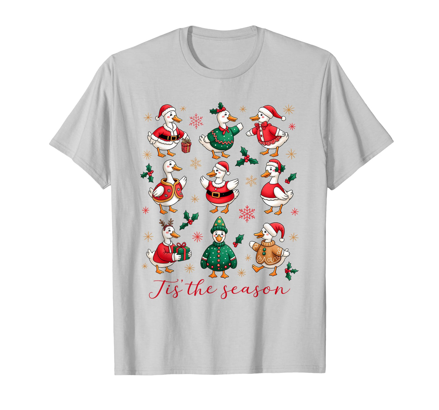 Retro Silly Goose Santa Cute Merry Christmas Tis The Season T-Shirt