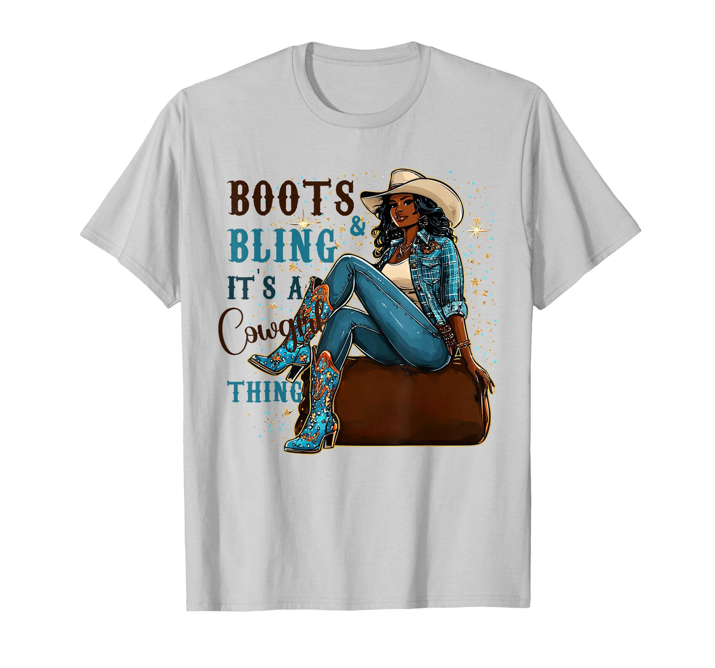 Boots and Bling it's Cowgirl Thing Western Country Melanin T-Shirt