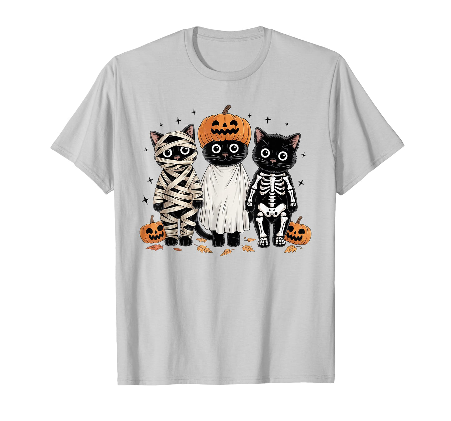 Retro Cat Witch Scary Halloween Pumpkin Women Men Kids T-Shirt
