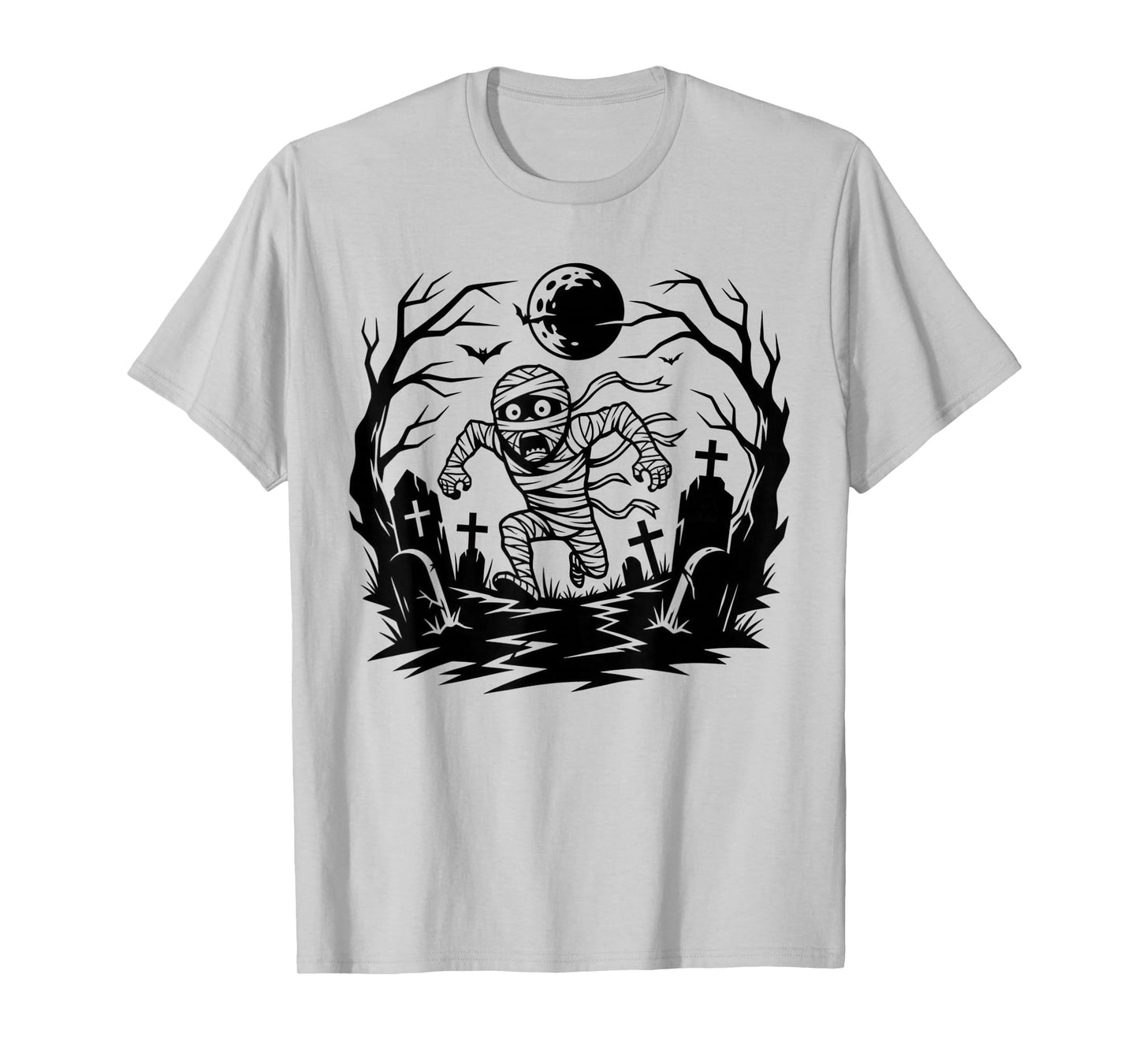 Funny Mummy in Cemetery for Halloween T-Shirt