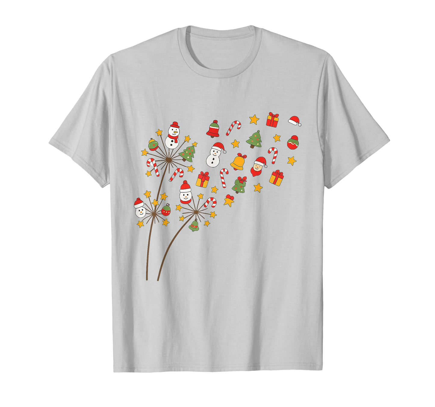 Funny Christmas Dandelion Snowman Candy Cane Xmas Men Women T-Shirt