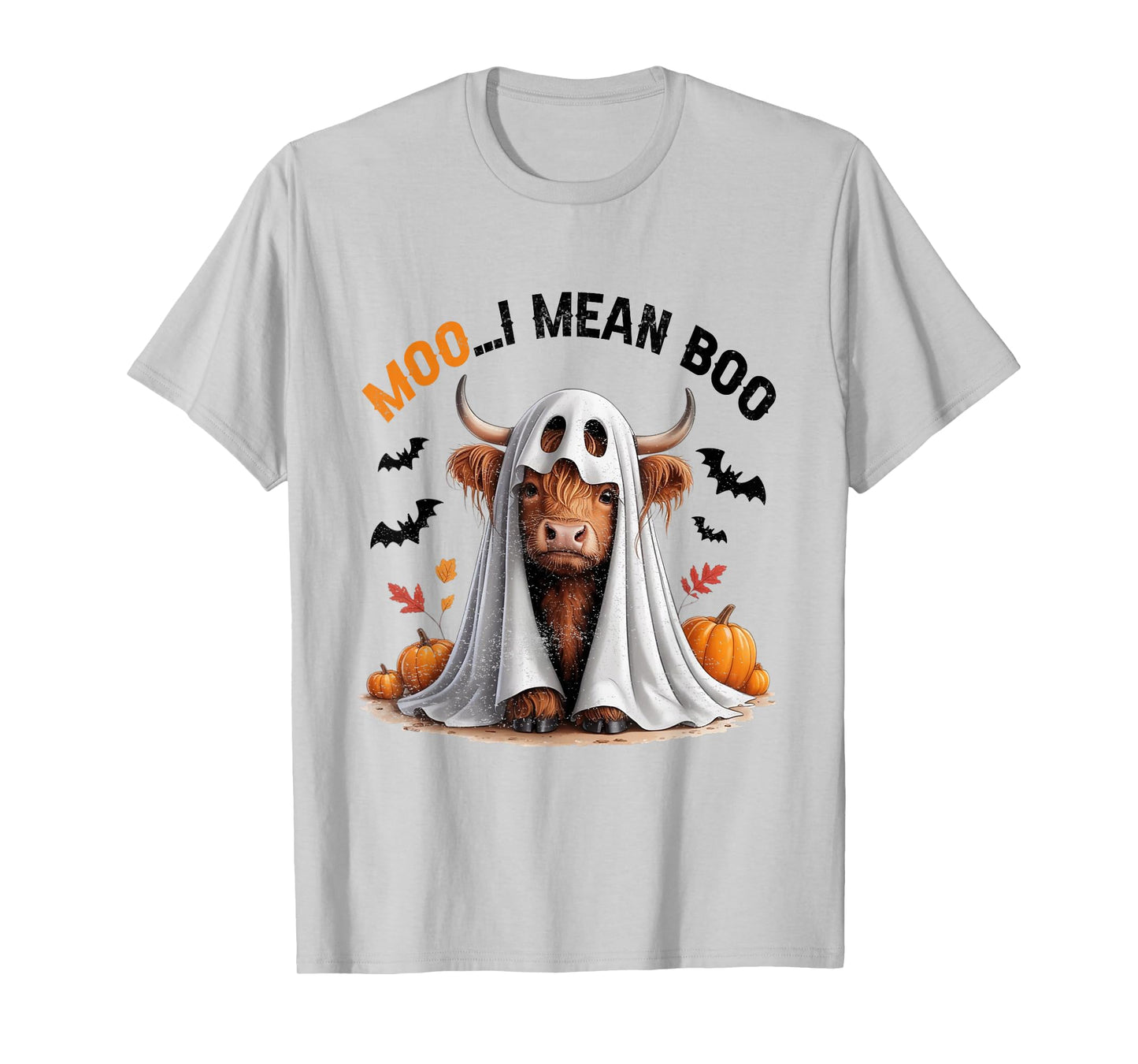 Moo I Mean Boo Spooky Cow Halloween Heifer Cute Ghost T-Shirt