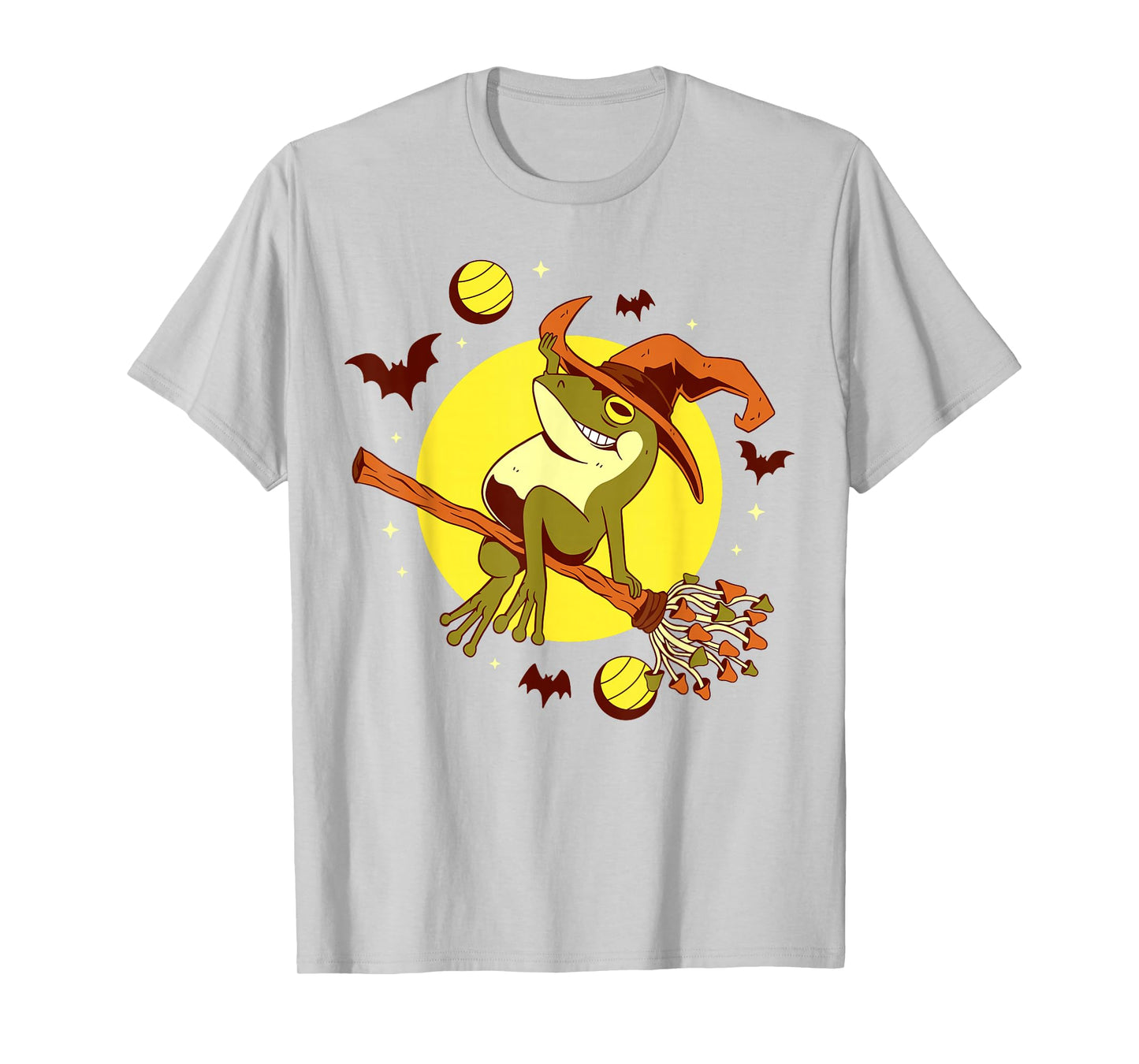 Halloween Frog on Witch Flying Funny Costume Design T-Shirt