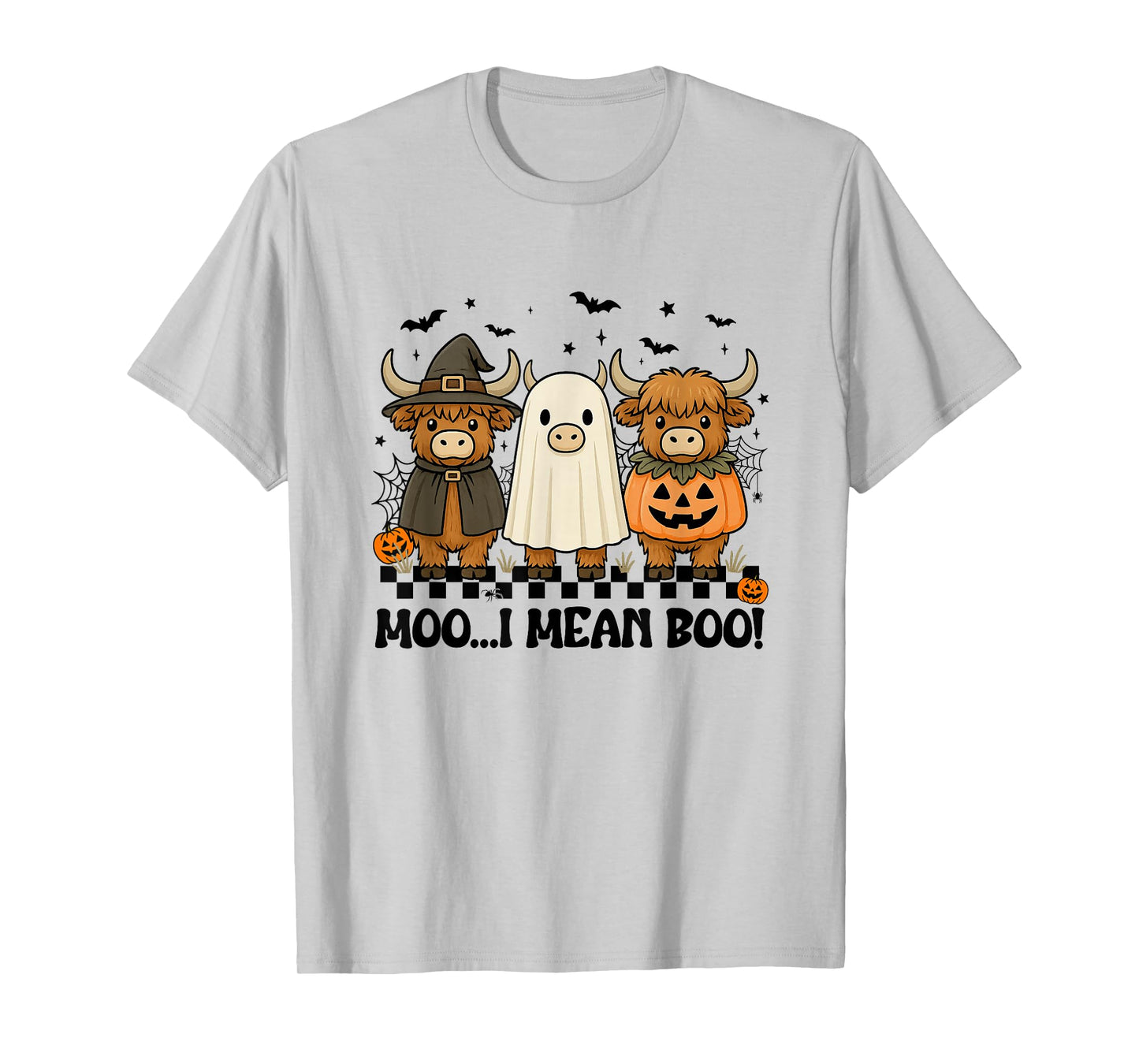 Funny Cow Ghost Witch Pumpkin Moo I Mean Boo Halloween T-Shirt
