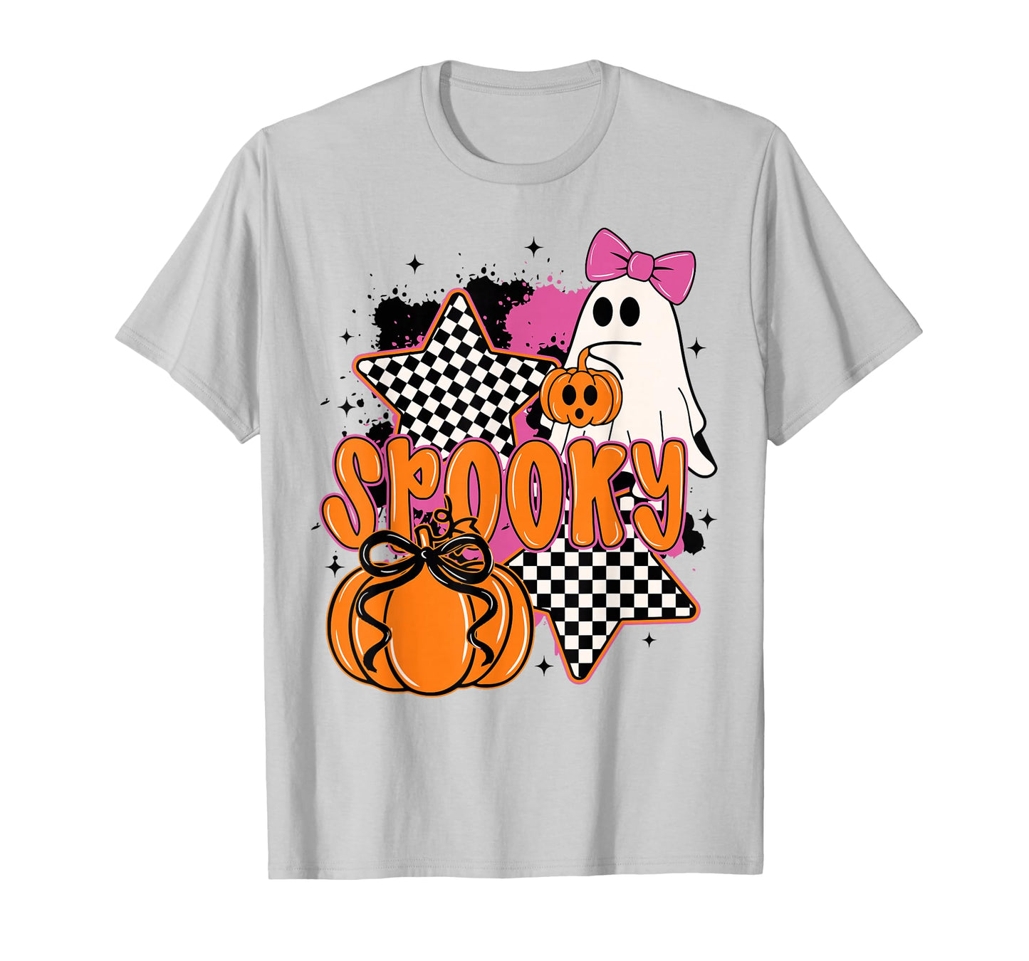Spooky Season Cute Boo Ghost Coquette Bow Halloween Costume T-Shirt