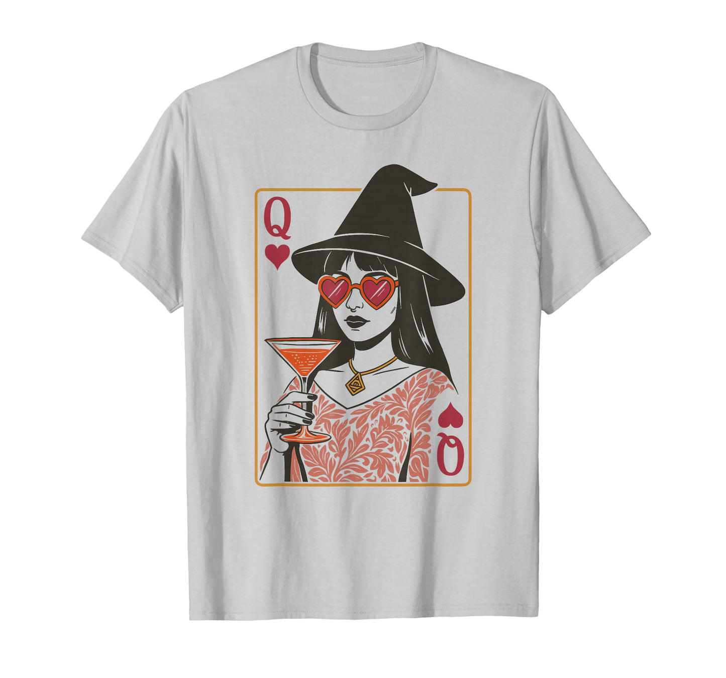 Queen of Hearts Witch Cocktail Vintage Playing Card T-Shirt