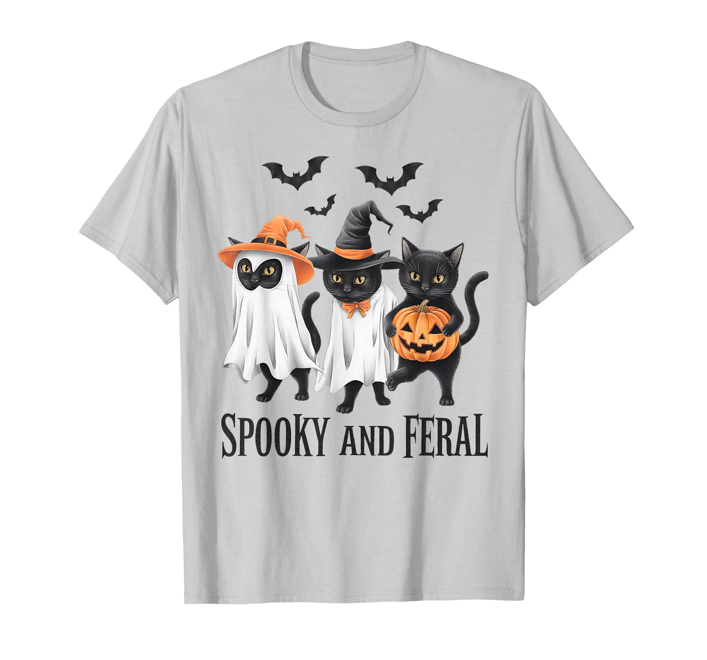 Spooky and Feral Black Cat Halloween Costume Cute Cat Lovers T-Shirt