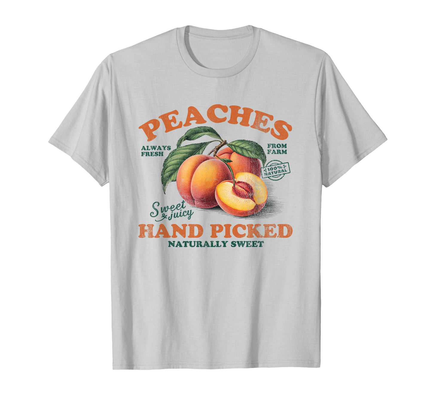 Peaches Hand Picked Vintage Fruit Retro Peach Graphic T-Shirt