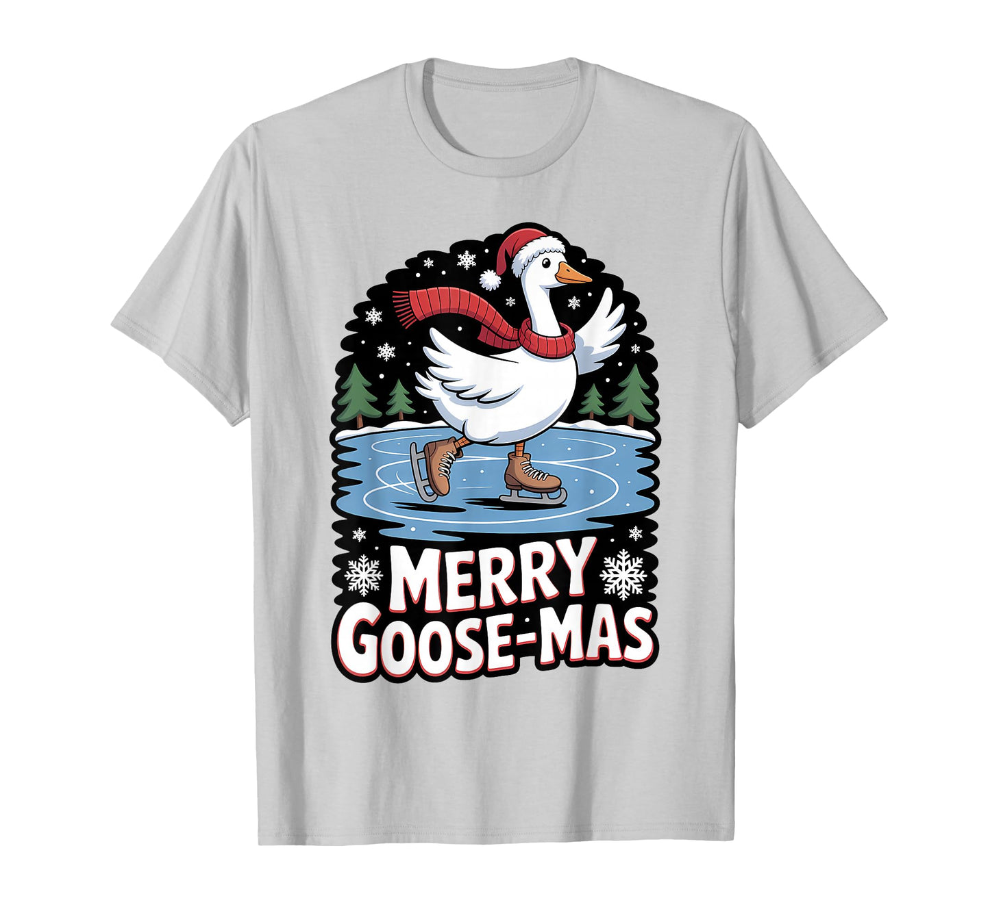 Merry Goose-mas Ice Skating Funny Goose Christmas T-Shirt