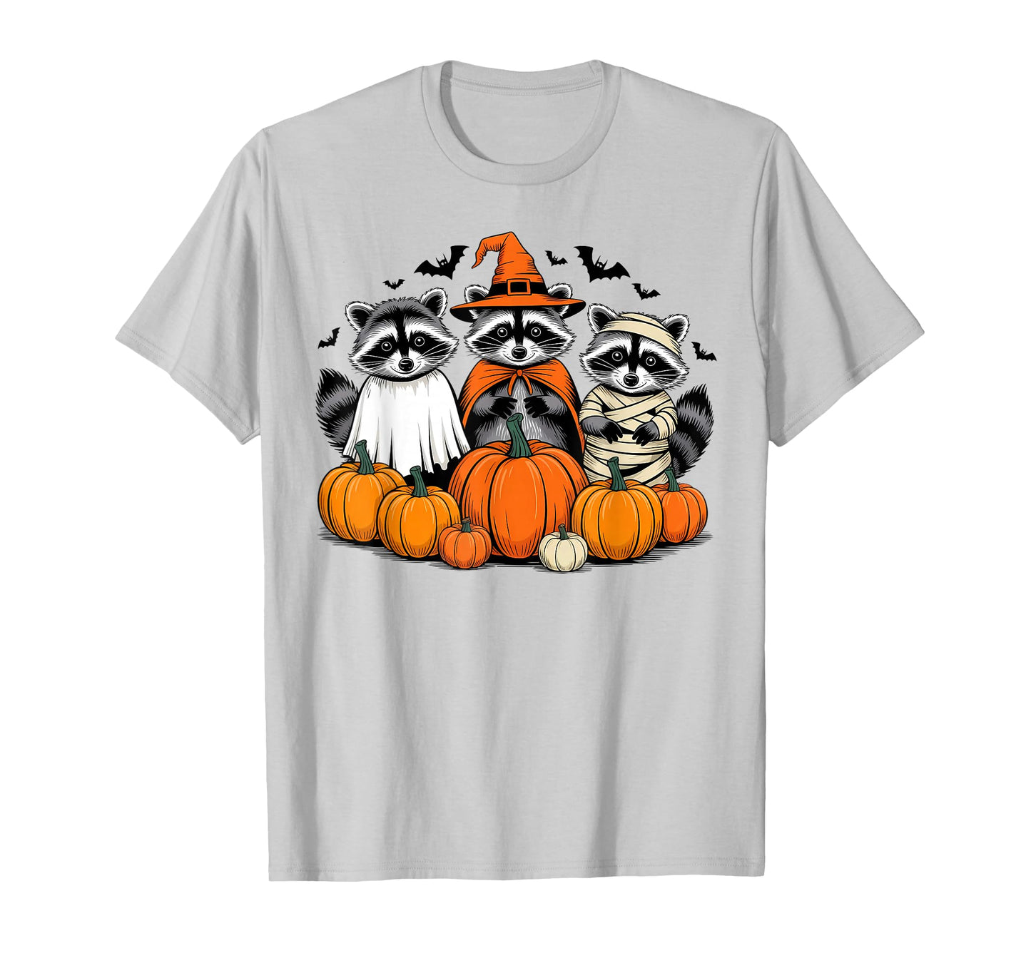 Spooky and Feral Halloween Witch Raccon Ghost Mummy Costume T-Shirt