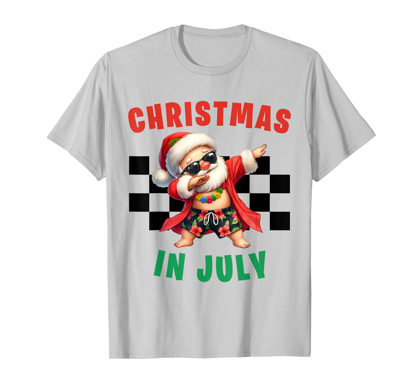Christmas in July Santa Hat Light Hawaiian Tropical Xmas T-Shirt