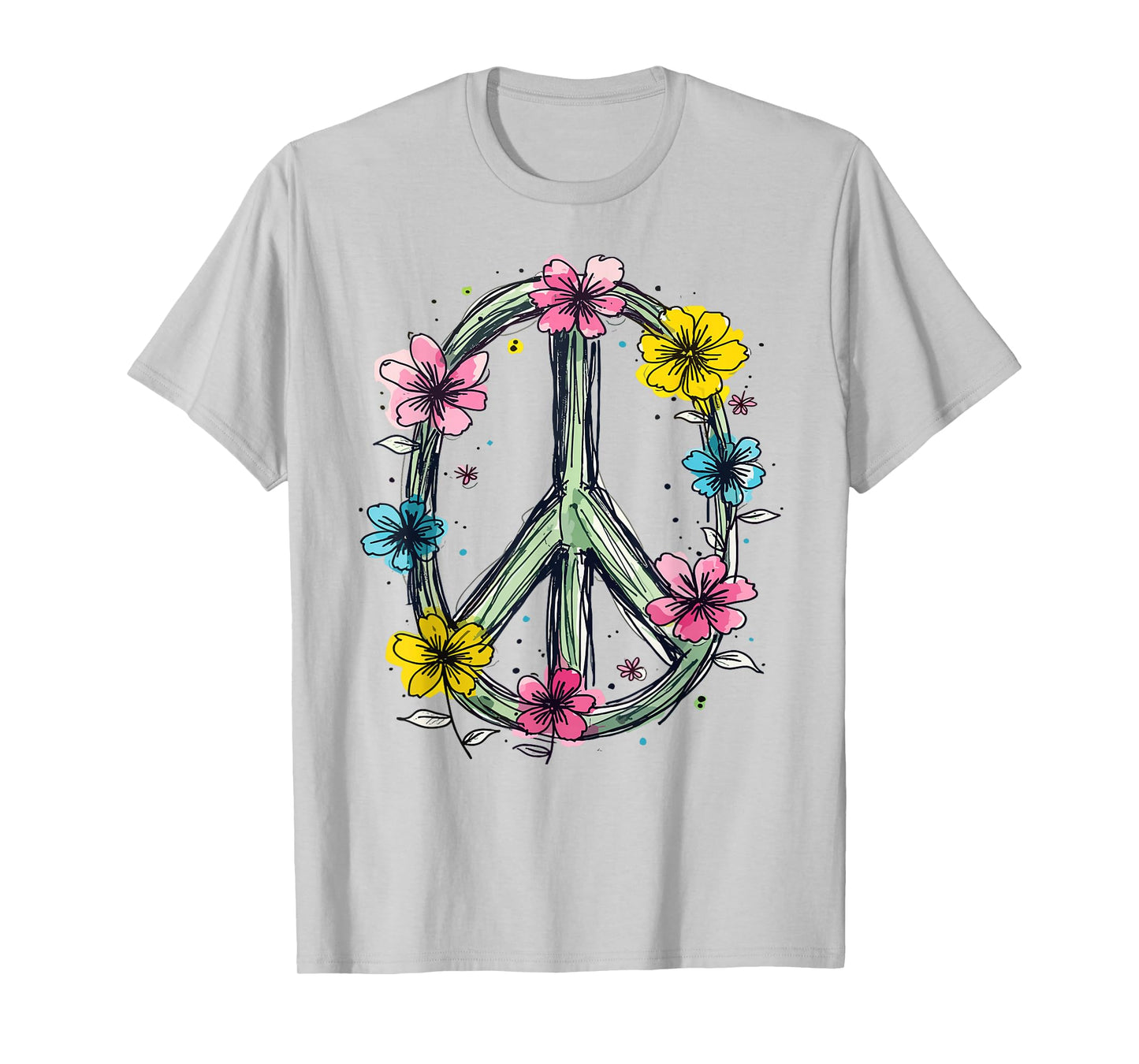 Flower Power, Peace Sign, Women, Flowers, Love Peace Hippie T-Shirt