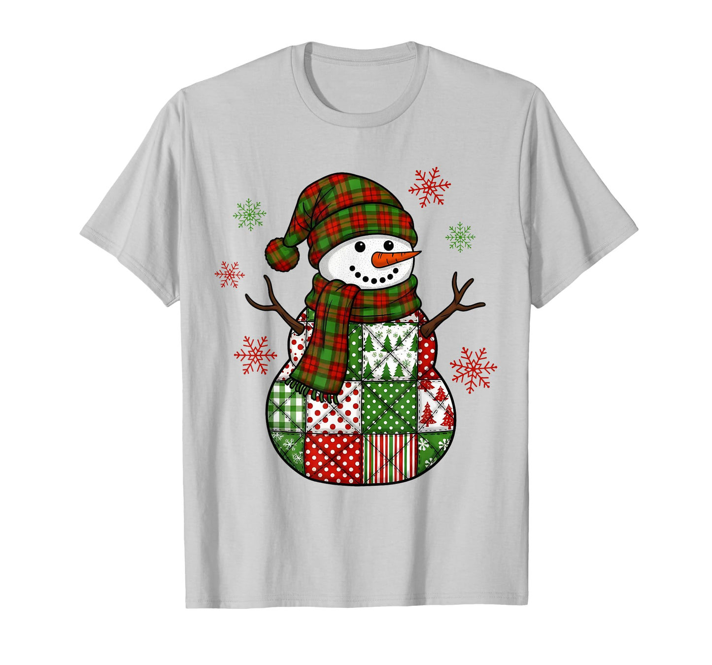 Patchwork Snowman Retro Funny Christmas Xmas Snowman Holiday T-Shirt