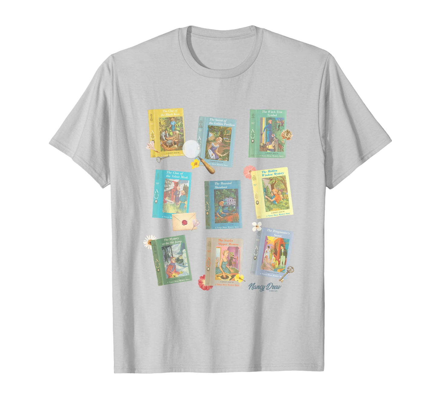 Nancy Drew Midcentury Iconic Literature Vintage Portraits T-Shirt - Unisex-Adults & Kids - Blue - Small - Short Sleeve - T-Shirt