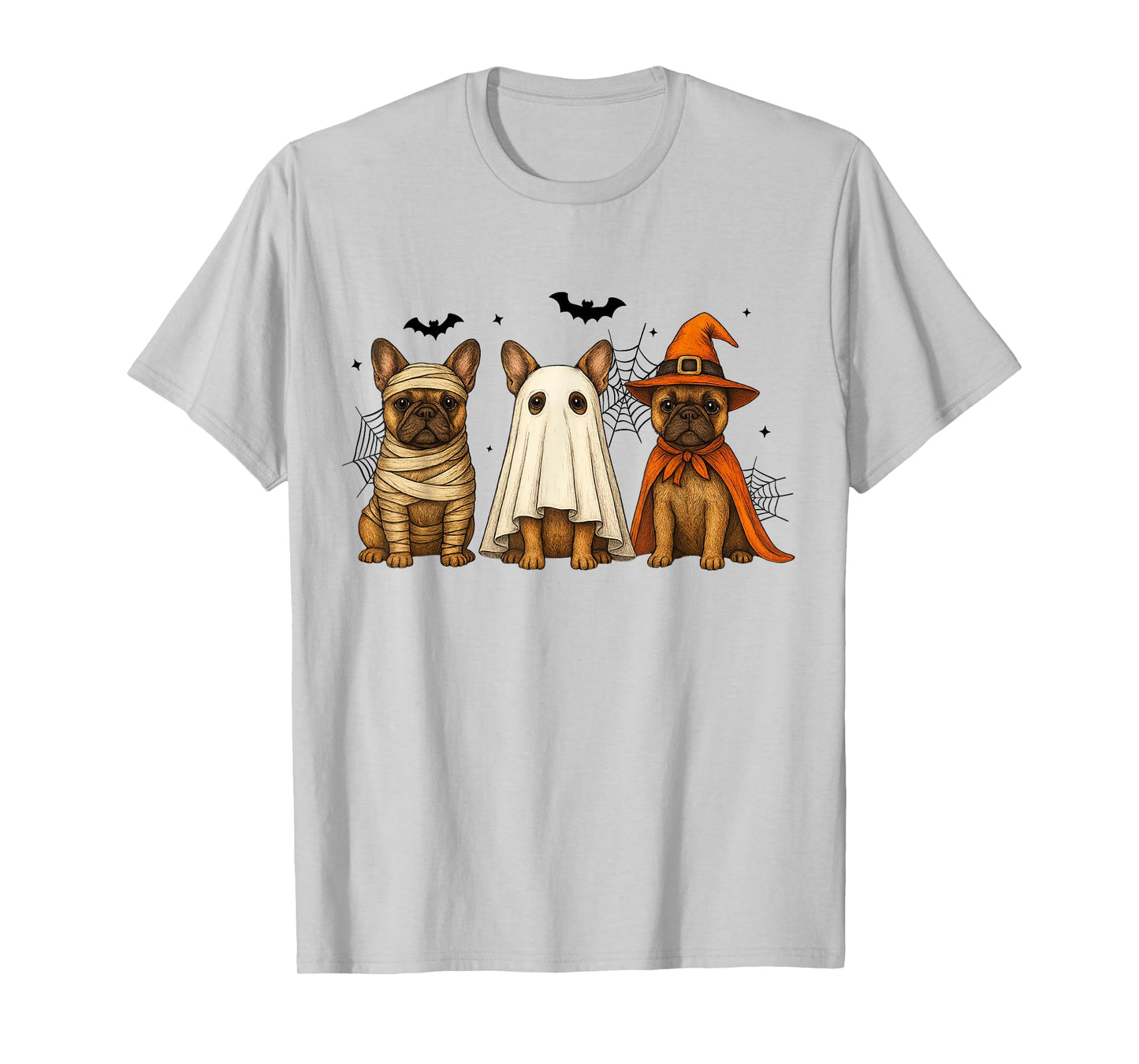 Cute French Bulldogs Halloween Men Women Kids Funny Dog T-Shirt