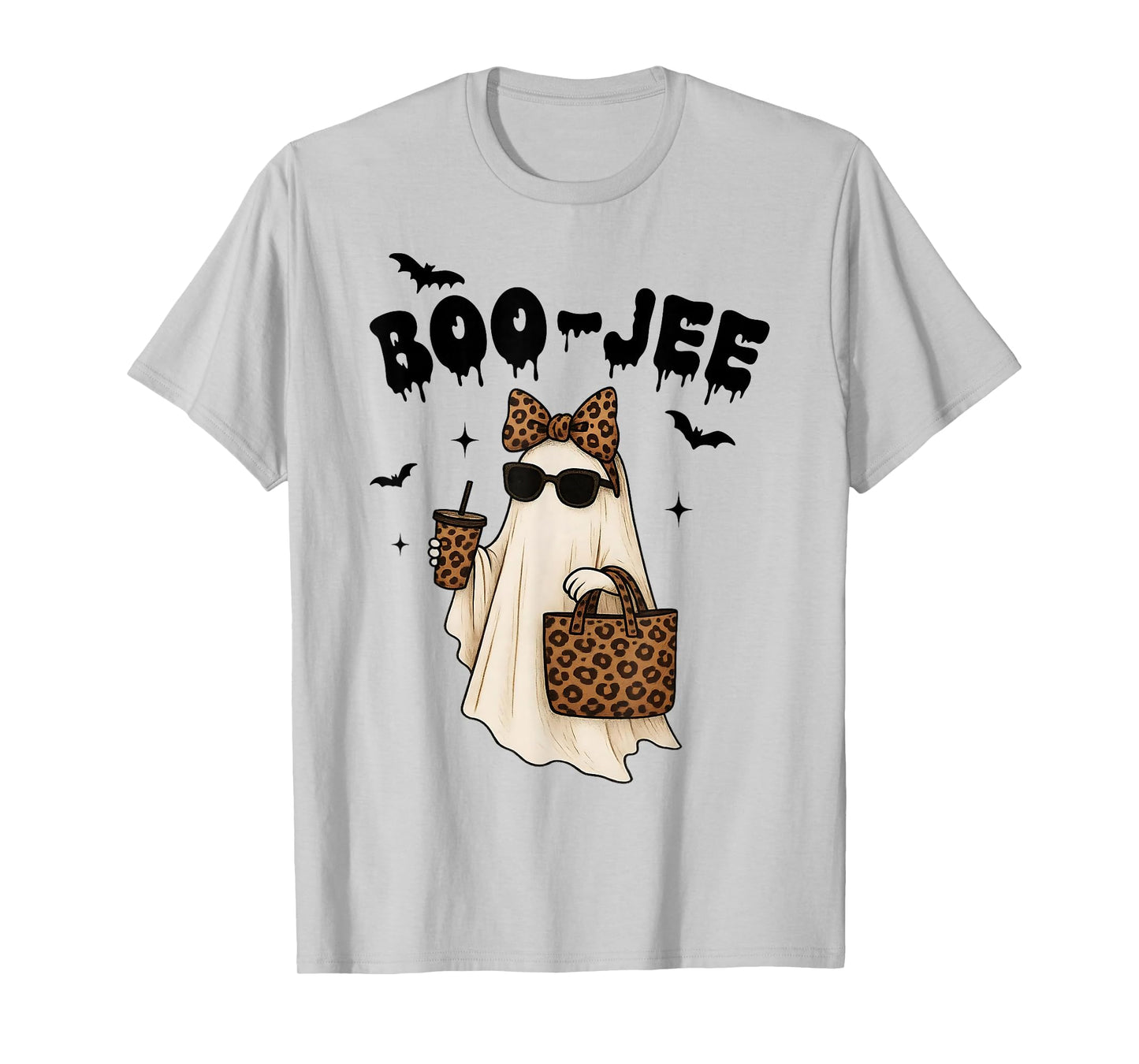 Coquette Leopard Ghost Coffee Boo-JEE Halloween Boujee Ghost T-Shirt