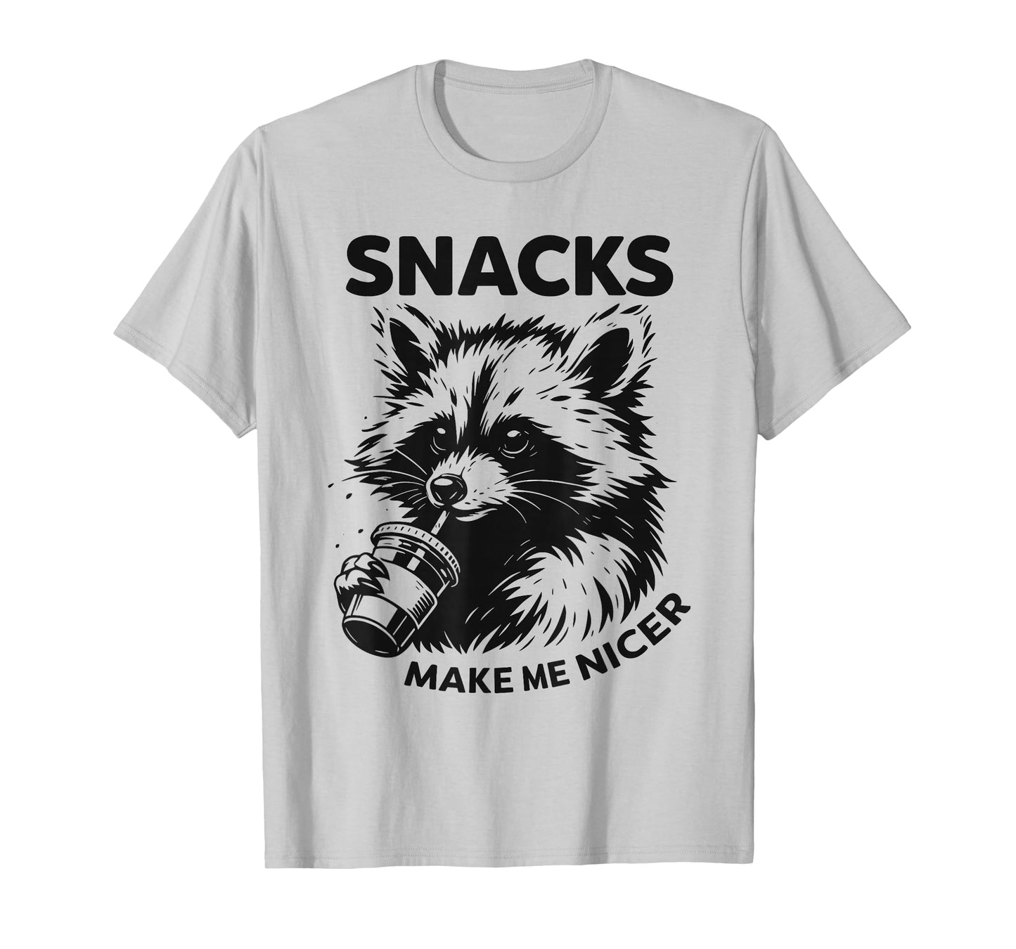 Funny Raccoon Snacks Make Me Nicer Cute Animal Vintage Snack T-Shirt