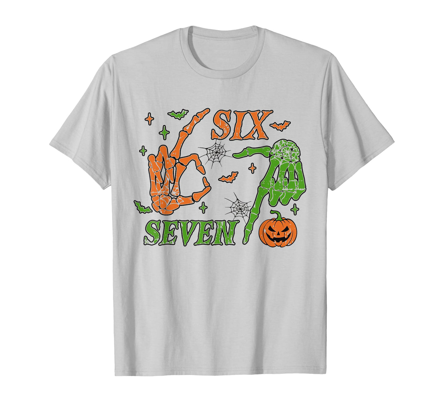 67 Meme Skeleton Hand 6 7 Halloween Six Seven Funny Teens T-Shirt