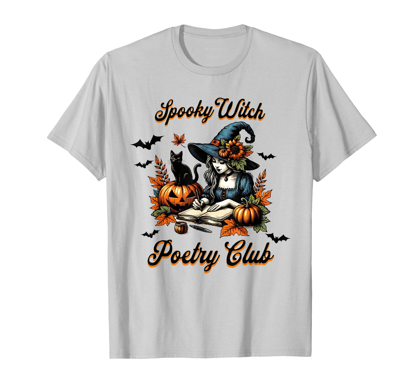 Spooky Witch Poetry Club Halloween Poet Writer Poems Autumn T-Shirt