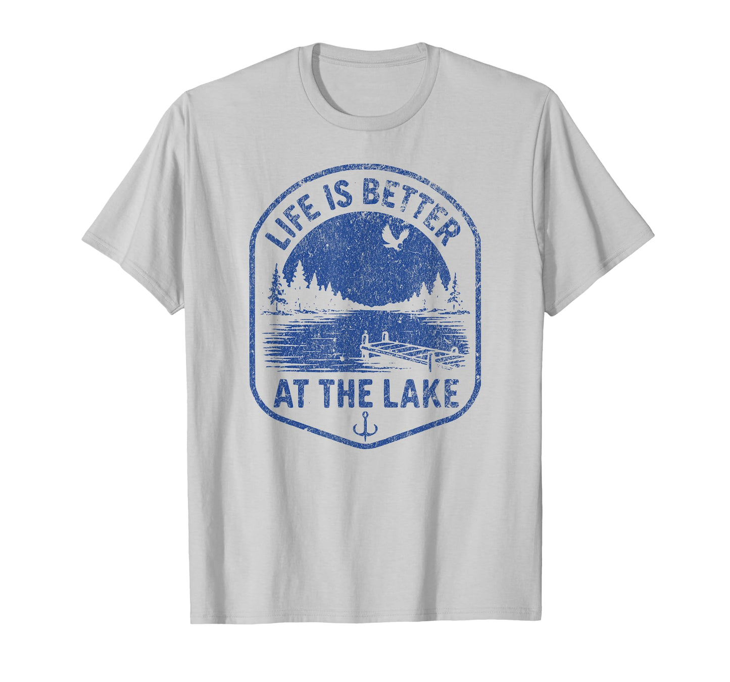 LIFE IS BETTER AT THE LAKE Vintage Distressed Fishing Nature T-Shirt