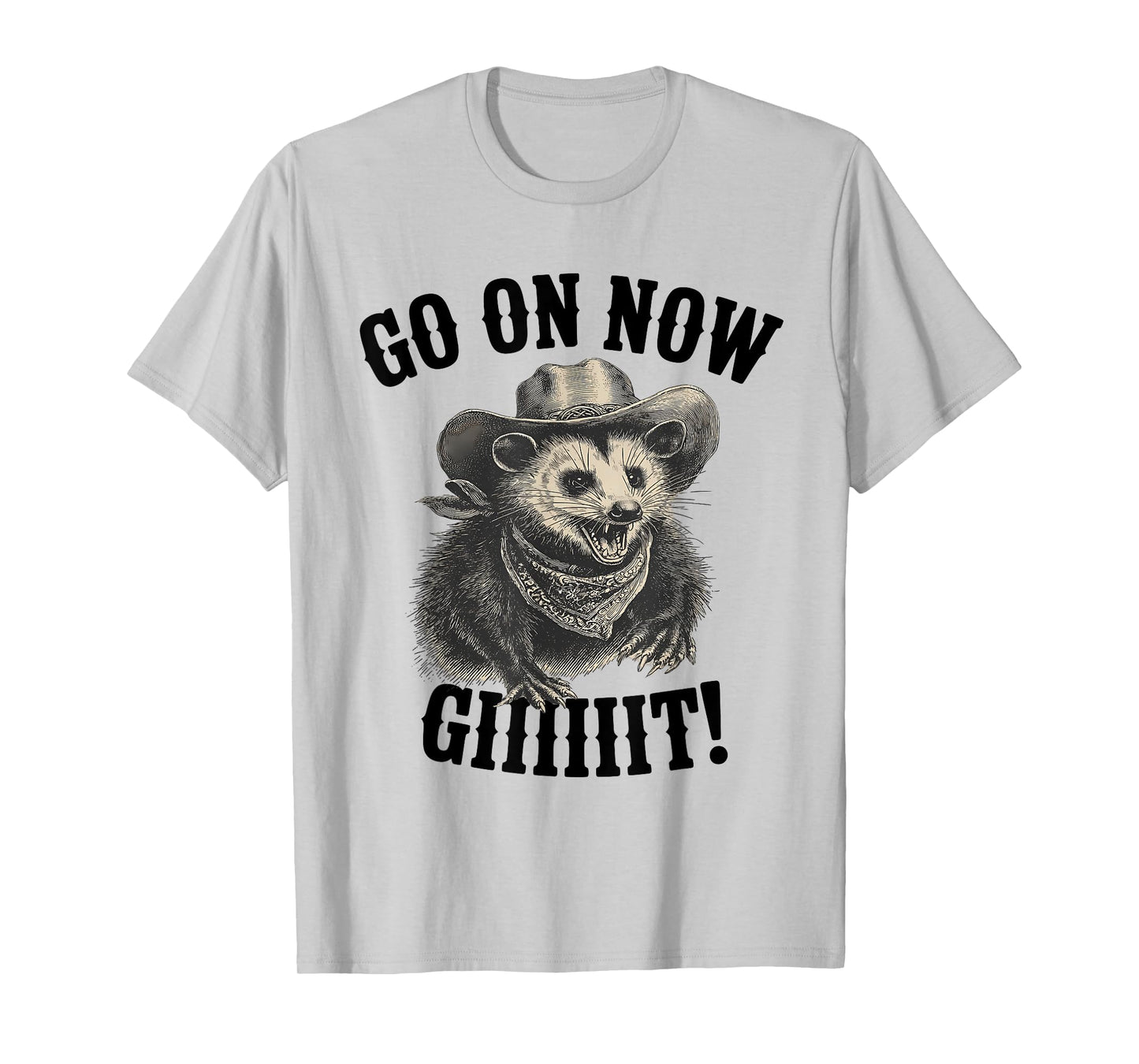 Western Opossum Vintage Country Possum Rodeo Go On Now Git T-Shirt