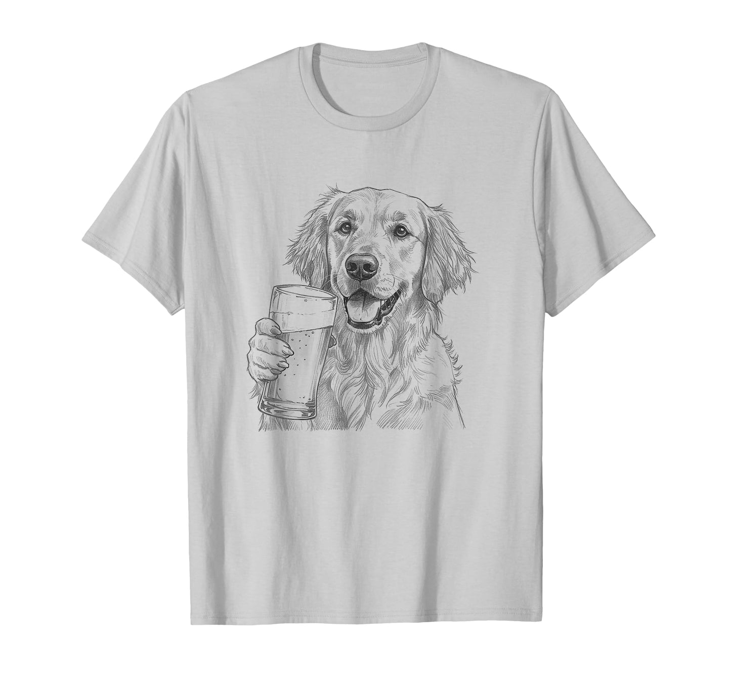Vintage Golden Retriever Beer Drawing Art Design T-Shirt