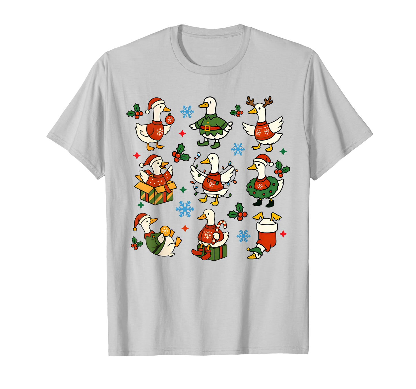Retro Christmas Silly Goose Christmas Light Goosemas Funny T-Shirt