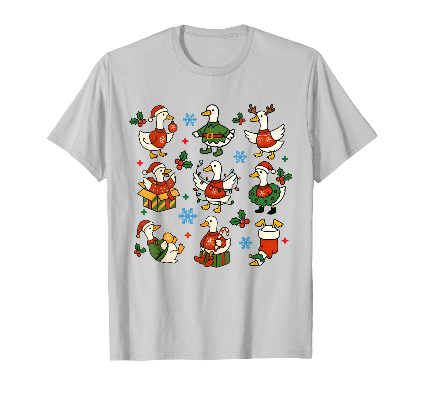 Retro Silly Goose Santa Christmas Cute Merry Goosemas Xmas T-Shirt