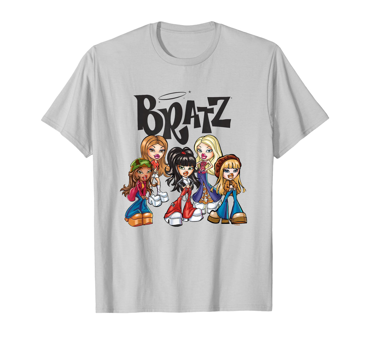 Bratz Dolls Vintage Style Group Shot Big Chest Poster T-Shirt