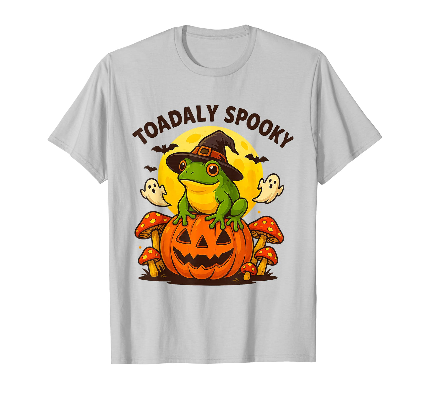 Funny Toadally Spooky Halloween Frog Pumpkin and Bat T-Shirt