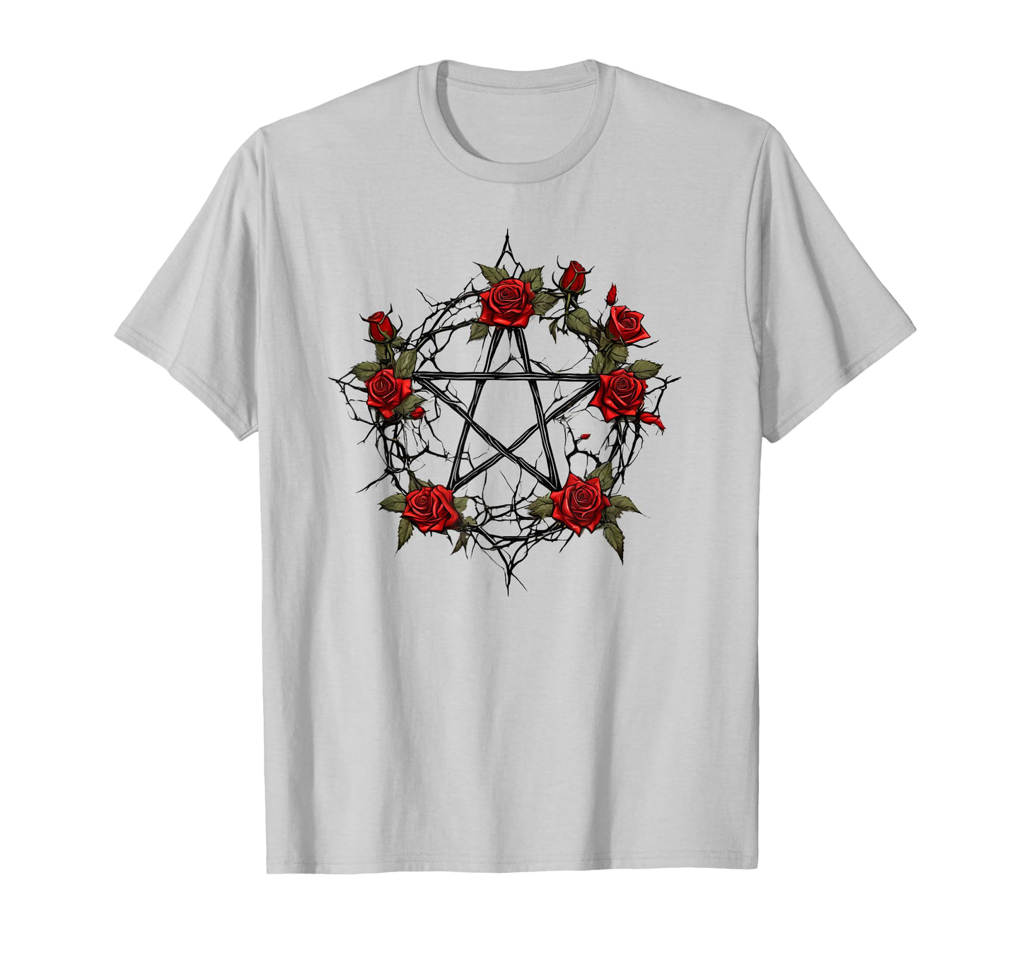 Pentagram with 5 Elements with Roses Gothic Occult Pentagram T-Shirt