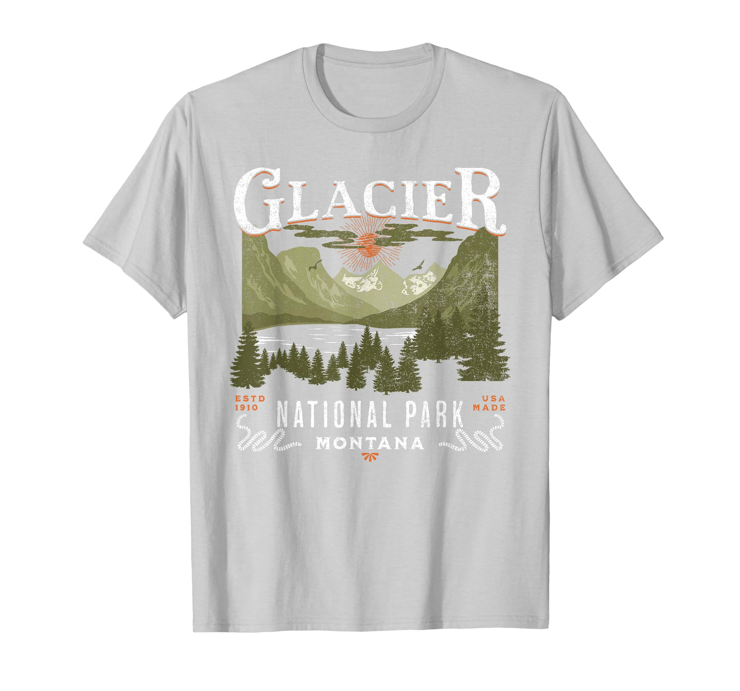Vintage Outdoor Vacation Montana Glacier National Park T-Shirt