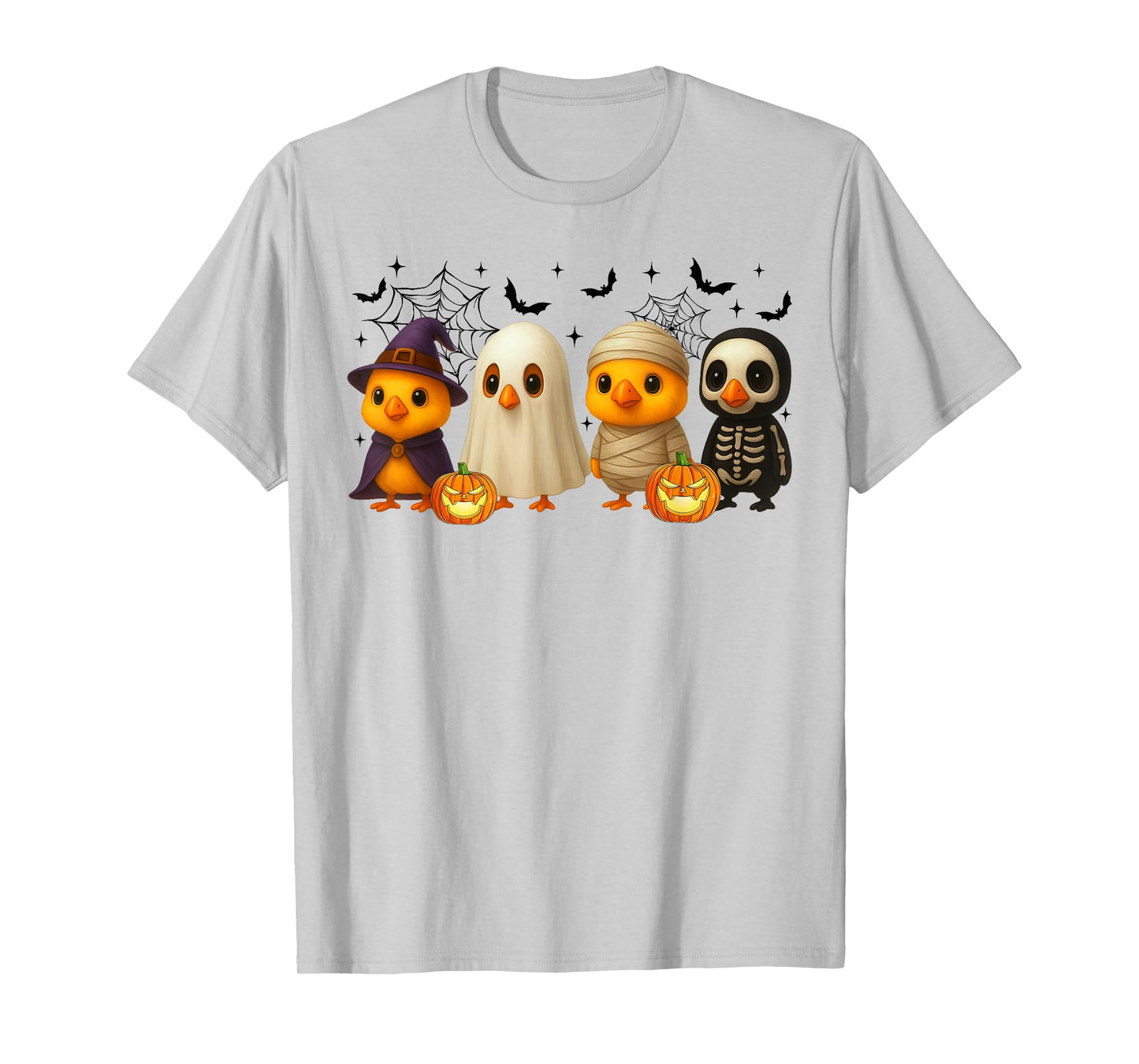 Chickens in Witch Skeleton Ghost Costume Happy Halloween Day T-Shirt