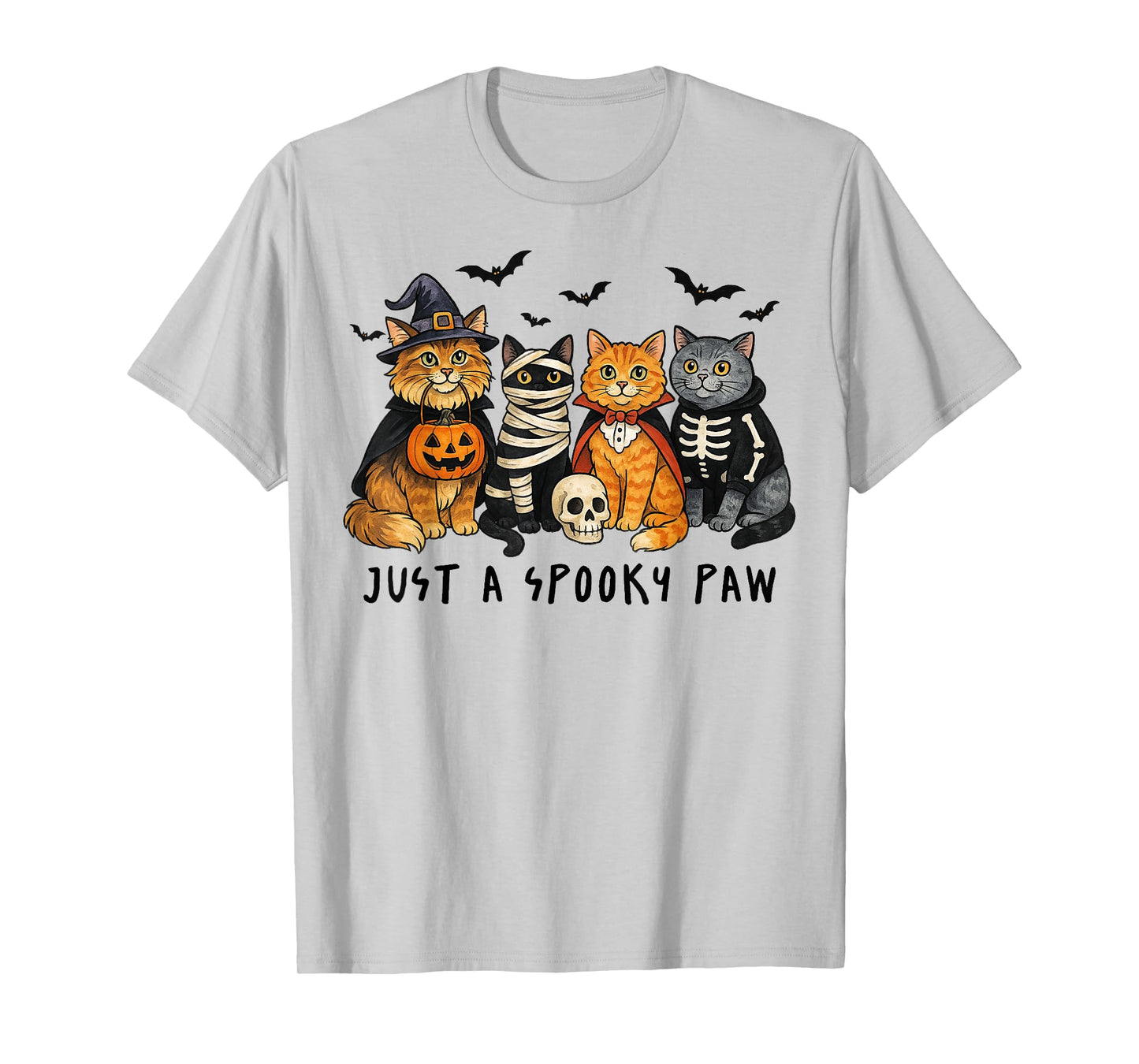 Just A Spooky Paw Funny Cat Witch Halloween Cat Lovers T-Shirt