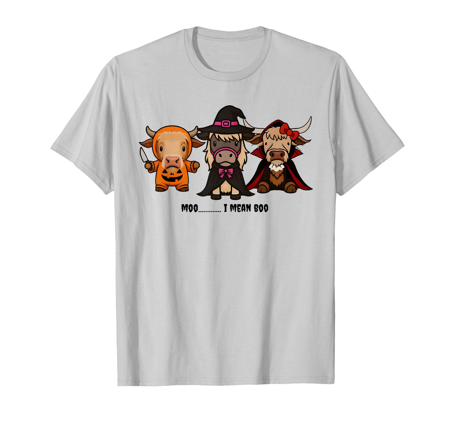 Moo I Mean Boo Cute Cow Halloween Witch Vampire Pumpkin T-Shirt