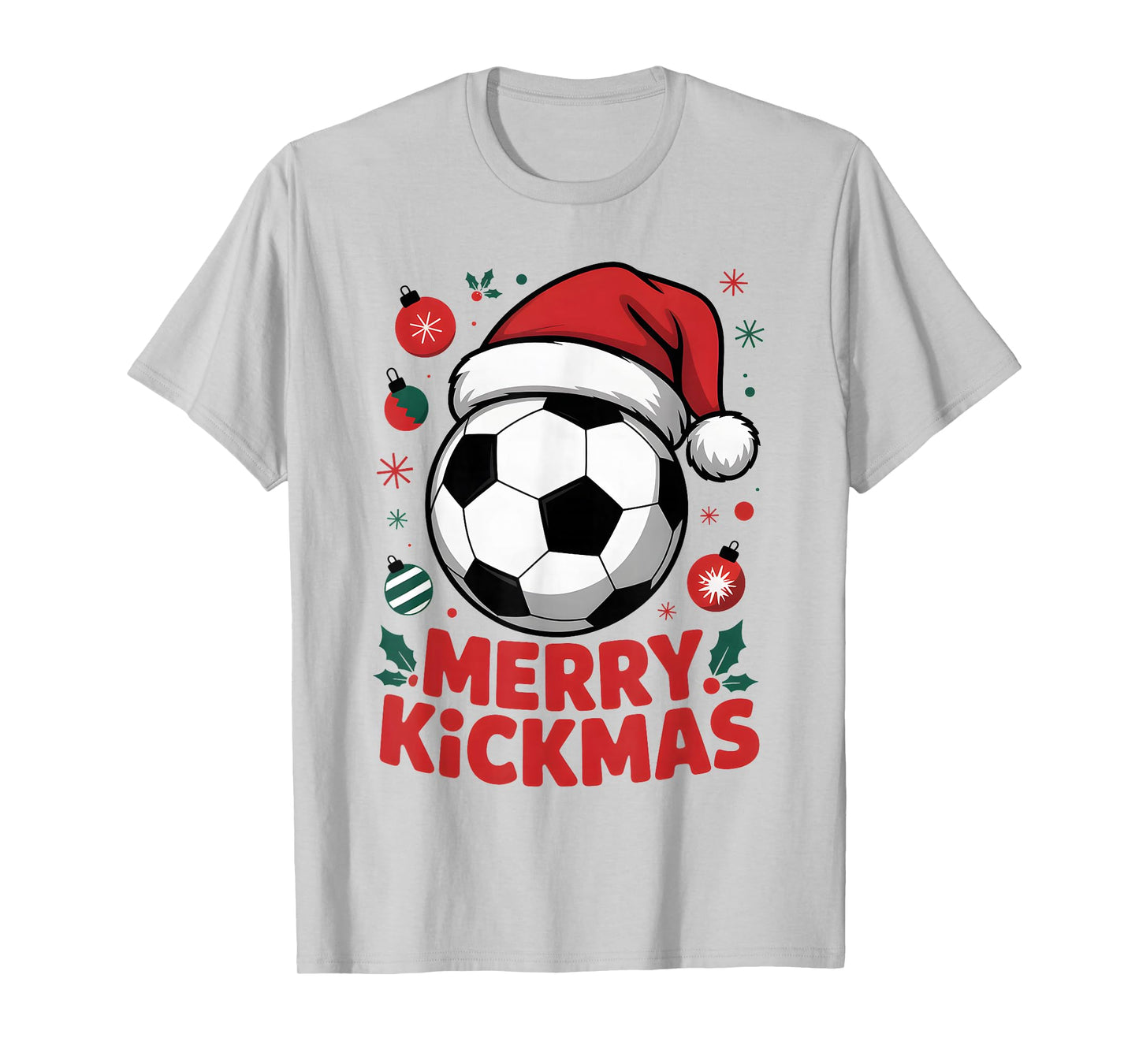 Merry Goalmas Christmas Santa Soccer Ball Graphic Kids Boys T-Shirt