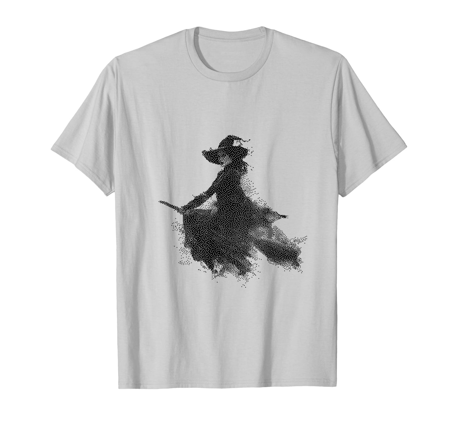 Spooky Witch Riding Broom Halloween Art T-Shirt