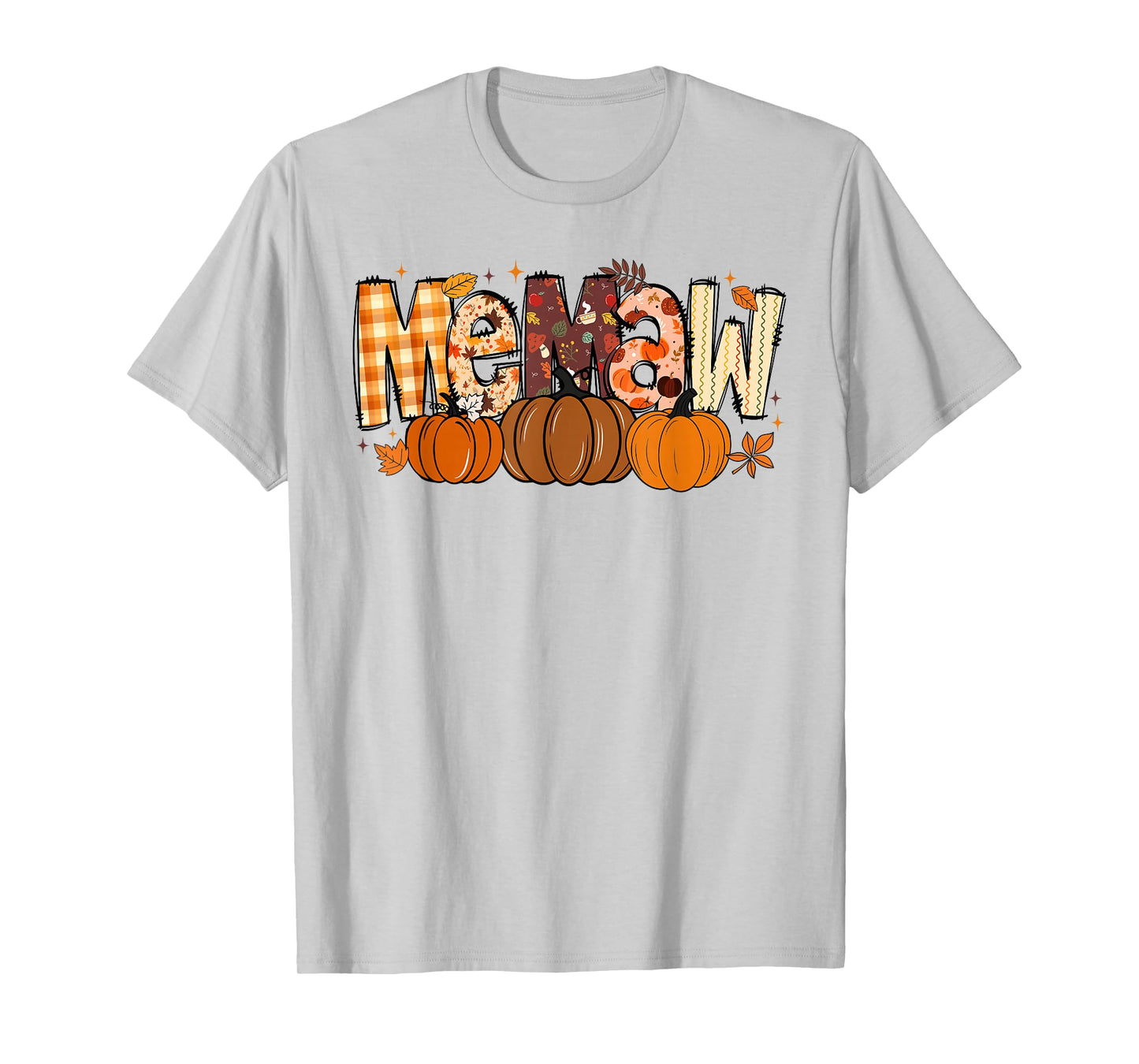 Retro Memaw Pumpkin Fall Leaves Grandma Fall Thanksgiving T-Shirt