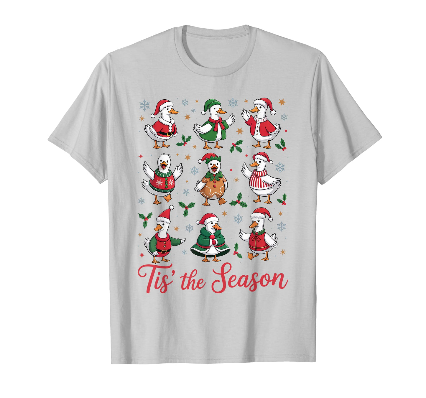 Retro Silly Goose Santa Cute Merry Christmas Tis The Season T-Shirt