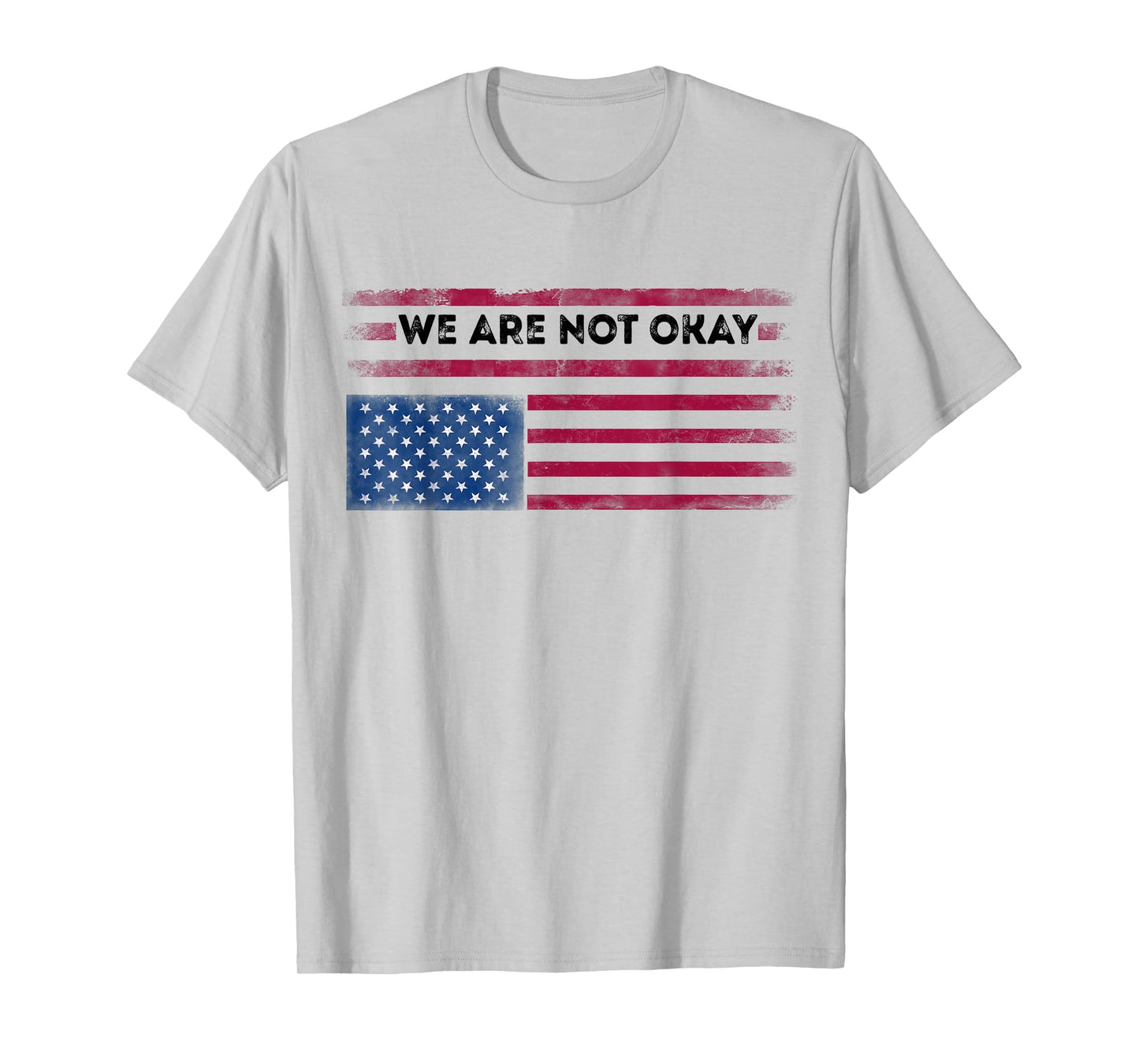 Upside Down American Flag We Are not Okay Distressed Men T-Shirt