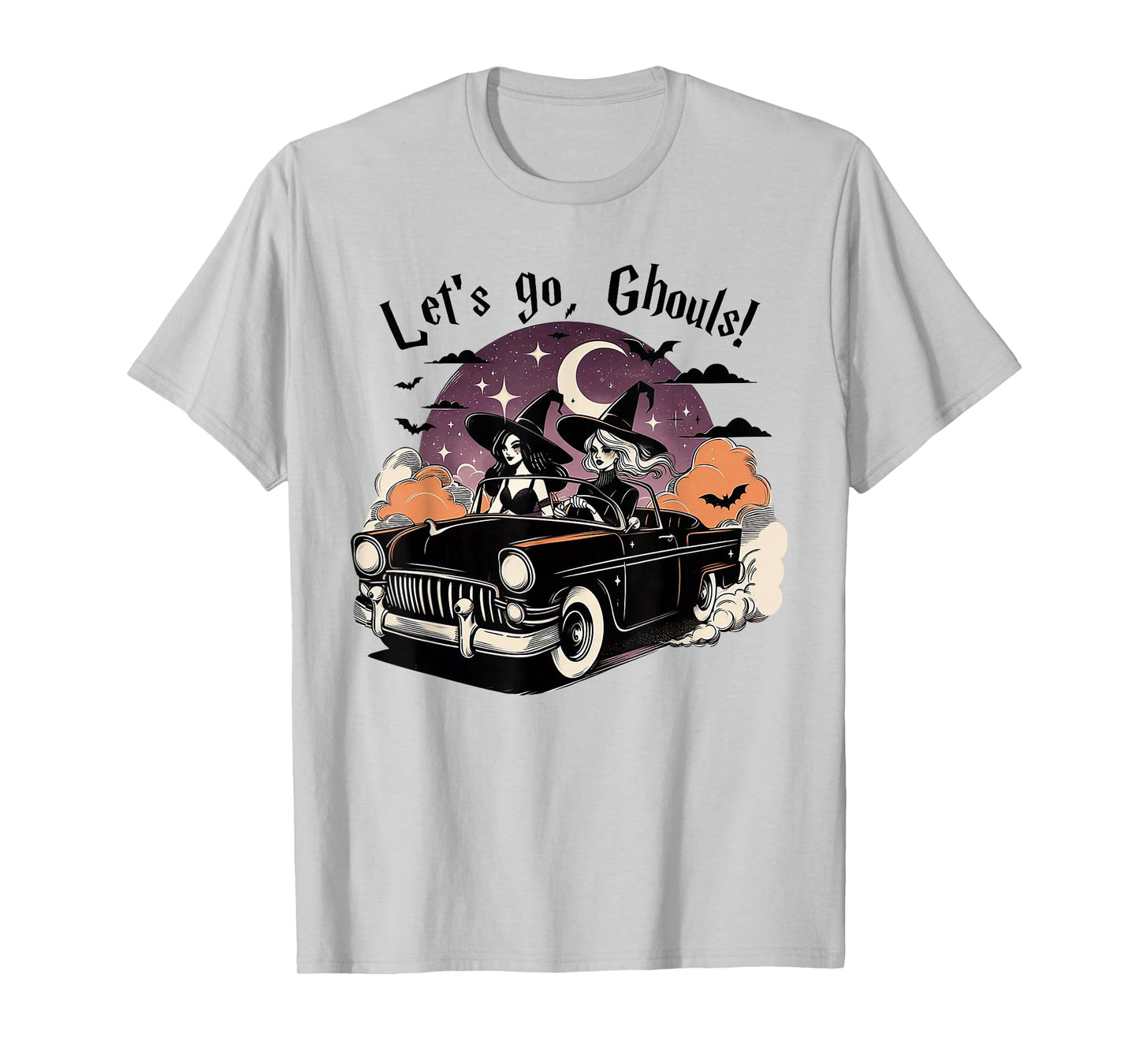 Retro Let's Go Ghouls Witch Car Ride Halloween Spooky T-Shirt
