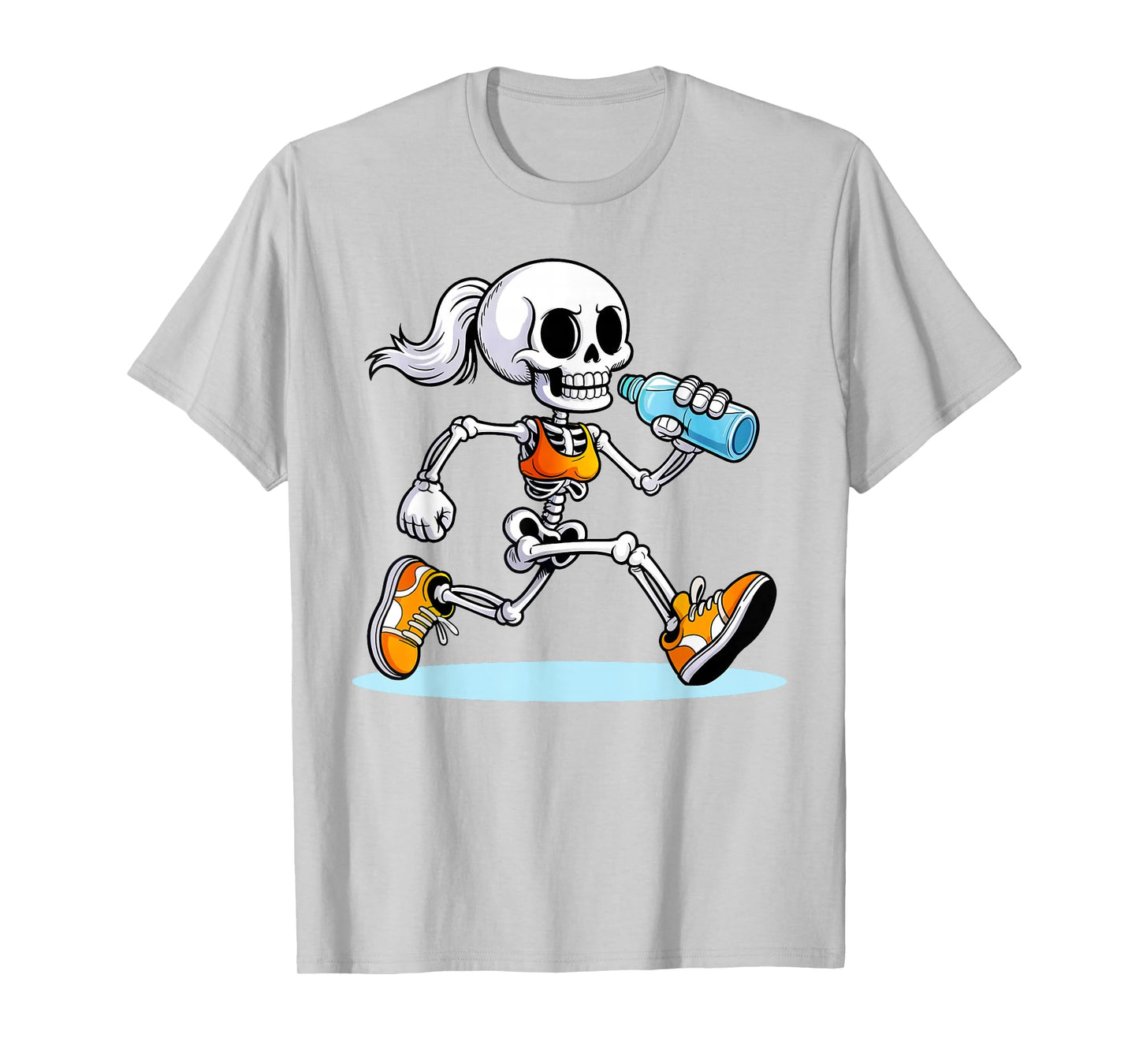 Retro Running Skeleton Halloween Marathon Costume Women T-Shirt