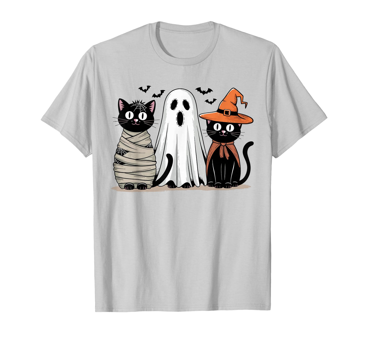 Vintage Halloween Black Cat Mummy Ghost Witch Retro Spooky T-Shirt