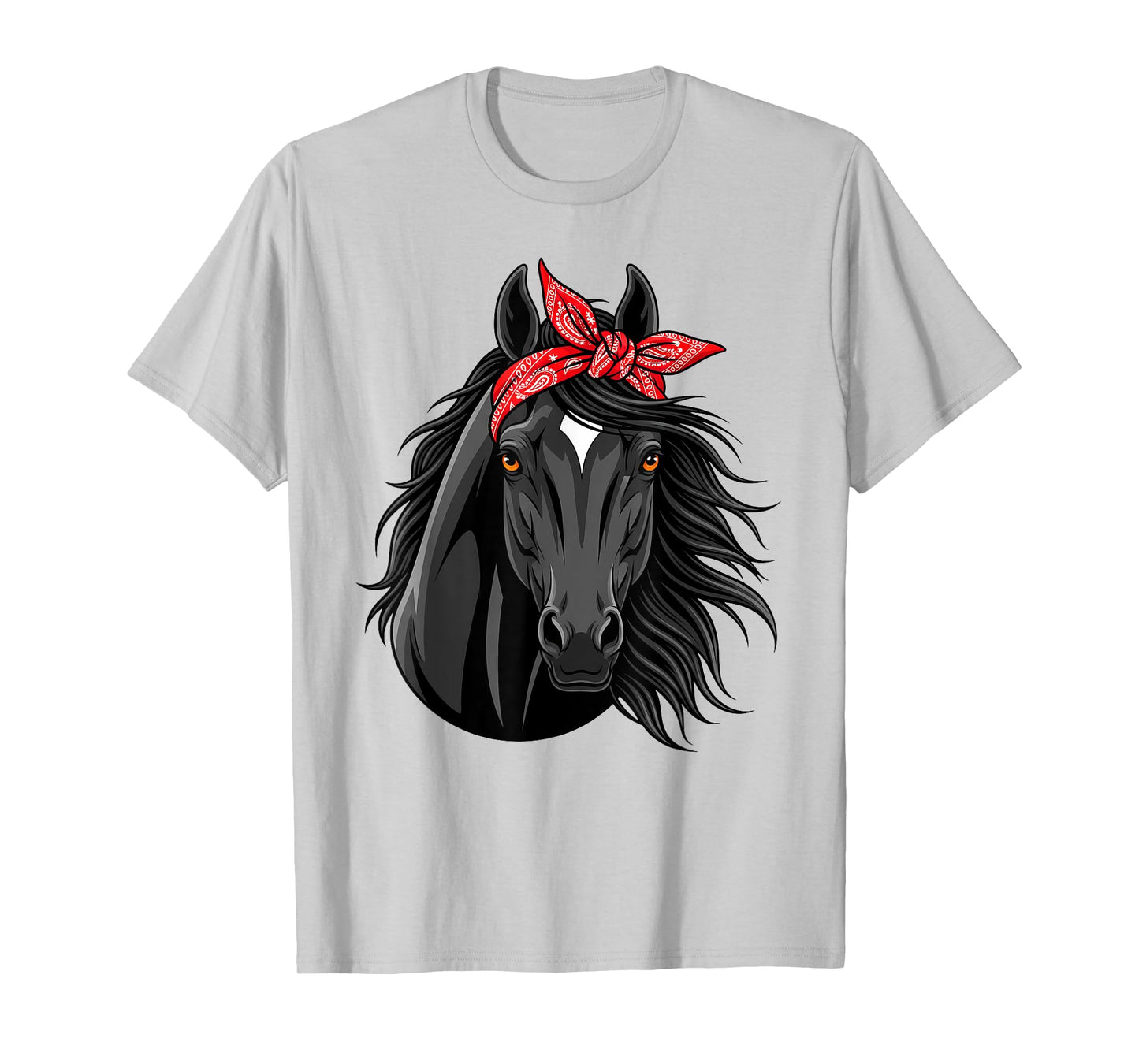 Funny Horse Lovers Tee | Red Bandana Print for Girls & Women T-Shirt