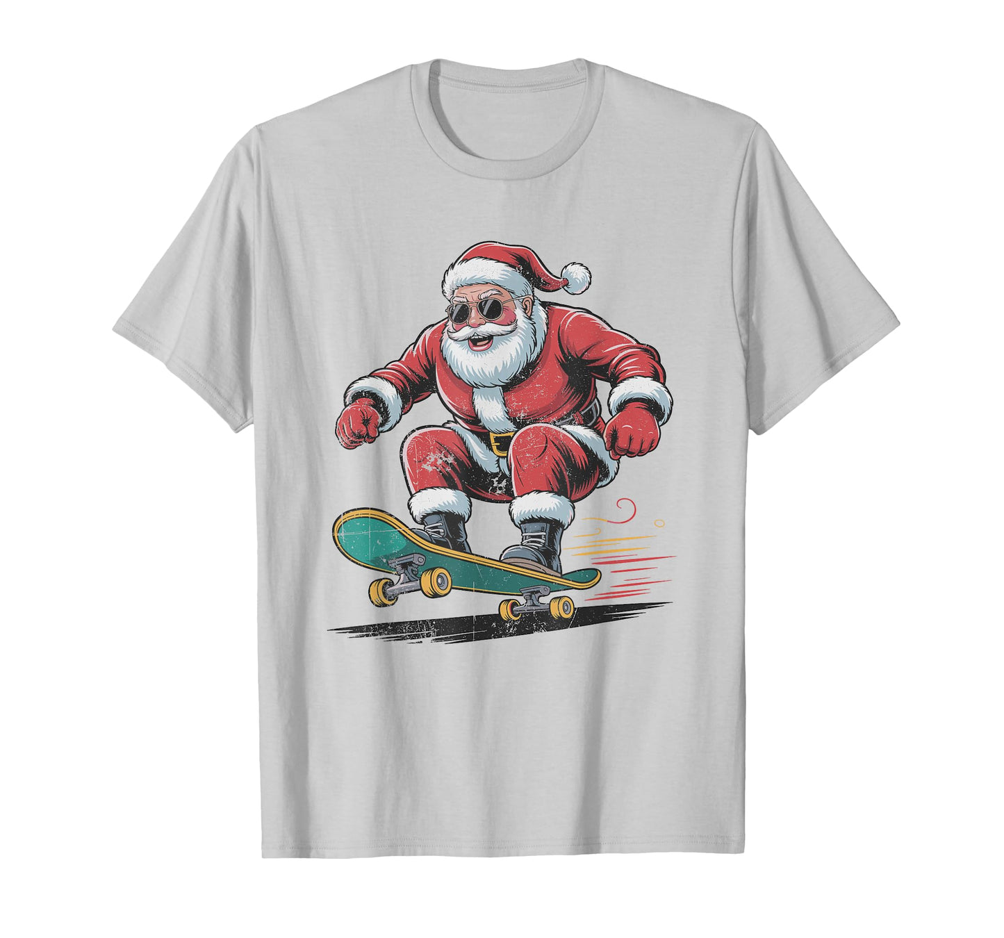 Santa Skateboarding Retro Vintage 90s Christmas Holiday T-Shirt
