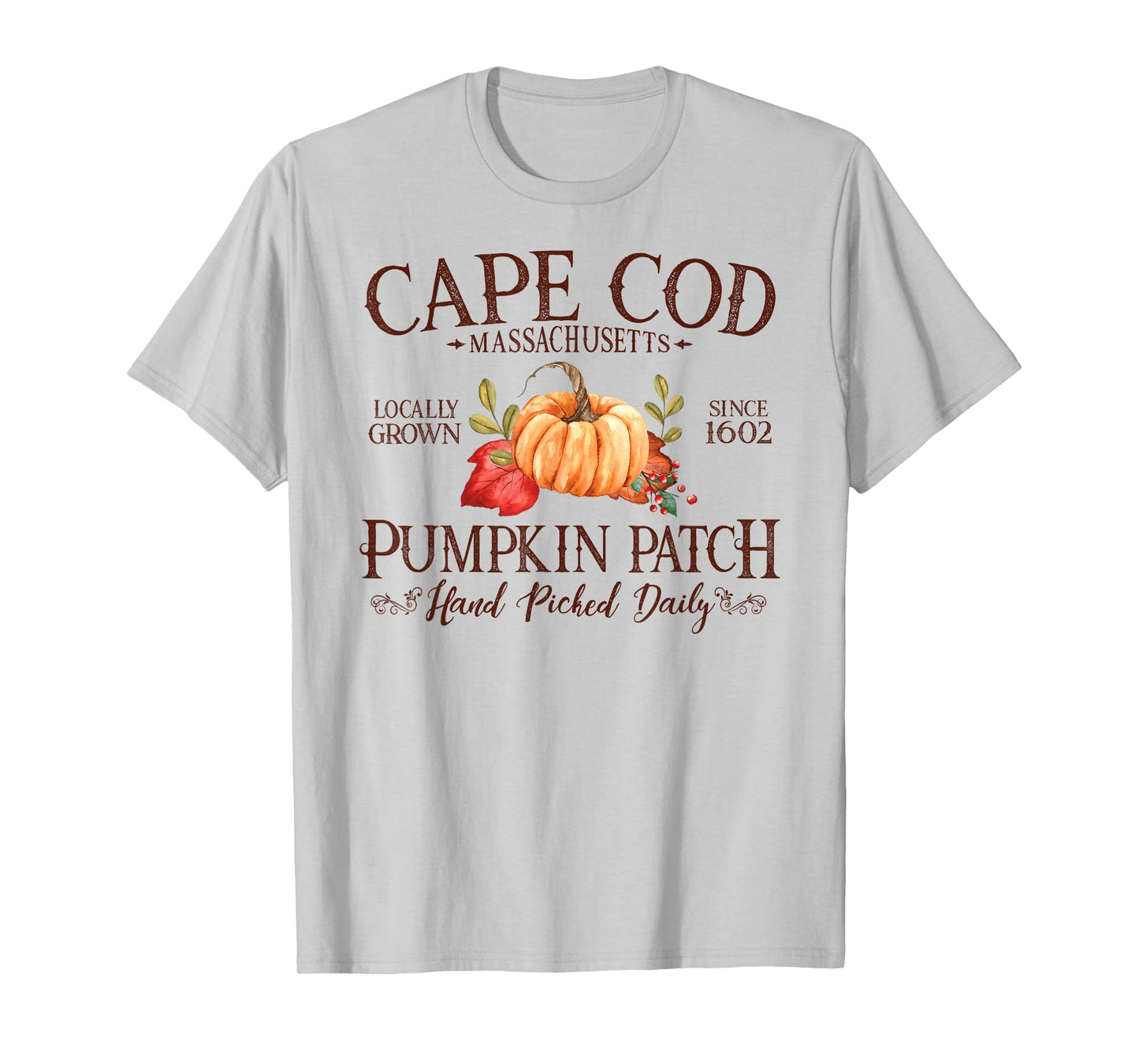Cape Cod Massachusetts Pumpkin Patch Fall Burgundy Letters T-Shirt